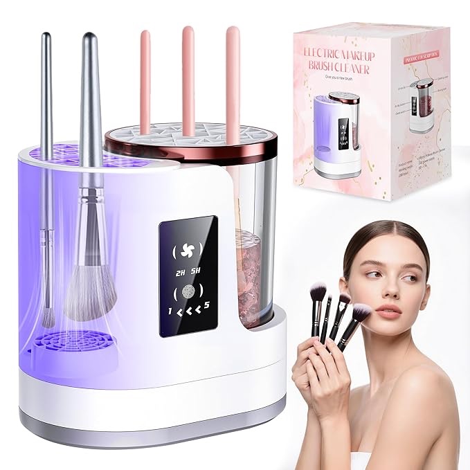 Poputra Electric Makeup Brush Cleaner Machine With Drying Function, Smart Touch Control, USB Chargin