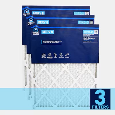 Project Source 12 x 20 x 1 MERV 8 Electrostatic pleated Air Filter 3 -Pack