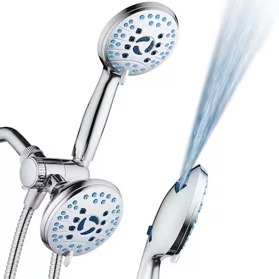 AquaCare 50.0 -Spray Chrome 4.5-in Round Shower Head with Handheld Combo 2.5 GPM