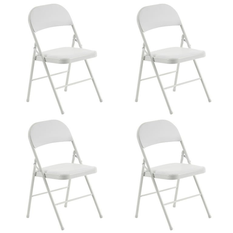 UBesGoo Set of 4 Padded Folding Chair Portable Dining Chairs Heavy Duty Party Chairs with Metal Frame White