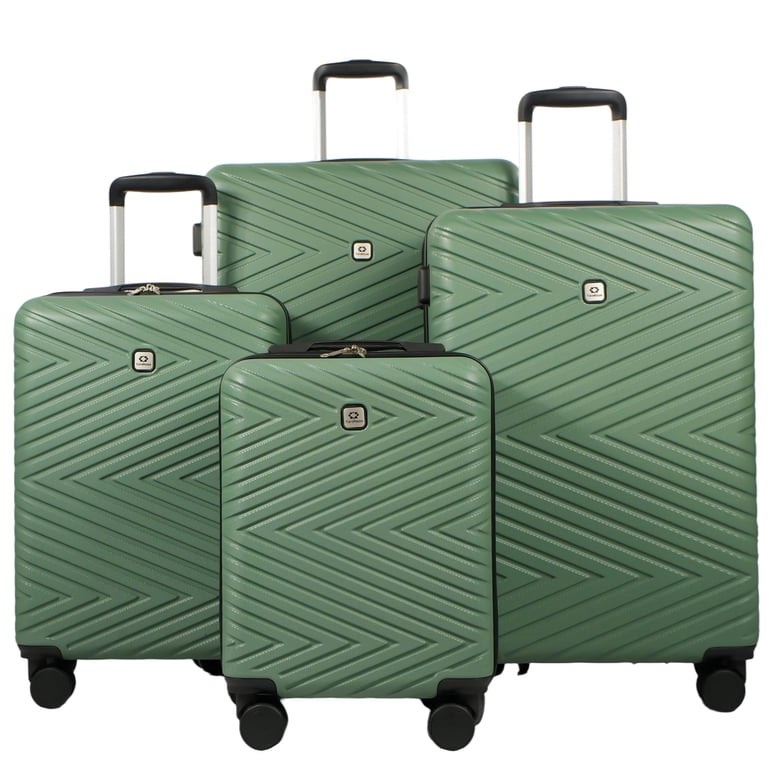 Travelhouse 4 Piece Hardshell Luggage Set Hardside Lightweight Suitcase with TSA Lock Spinner Wheels.(Dark green)