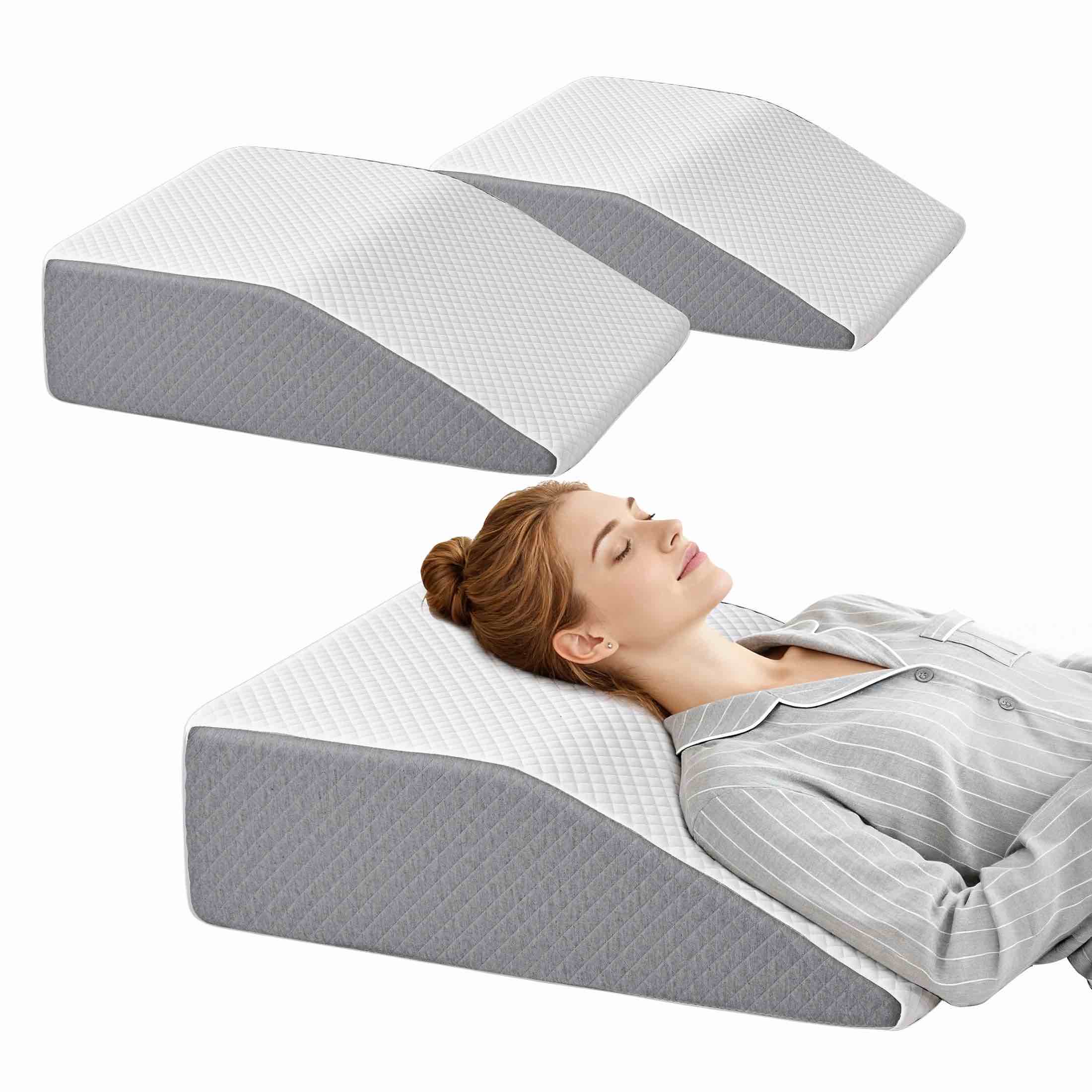 EDX Bed Wedge Pillow, Foam Bed Pillow with Washable Cover for Sleep Apnea, Acid Reflux, and Back Pain Relief, Leg Elevation, Incline Cushion for Sleeping (Standard Width 7" Height)