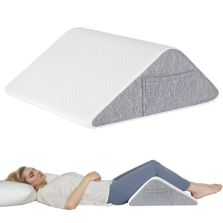 MOONORAH Knee Wedge Pillow for Back Sleeping – Leg Elevation Cushion for Post Surgery Recovery, Hip, Knee & Tailbone Pain Relief, Triangle Bolster Support Pillow, White