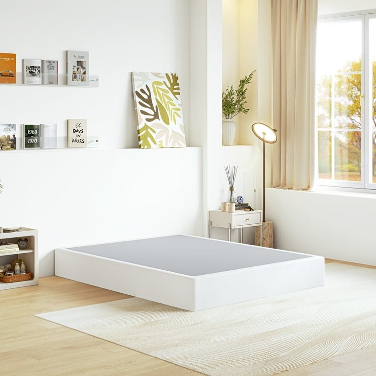 ULIESC 9 inch Queen Metal Box Spring, Sturdy Mattress Foundation, Fabric Cover Included, Easy Assembly