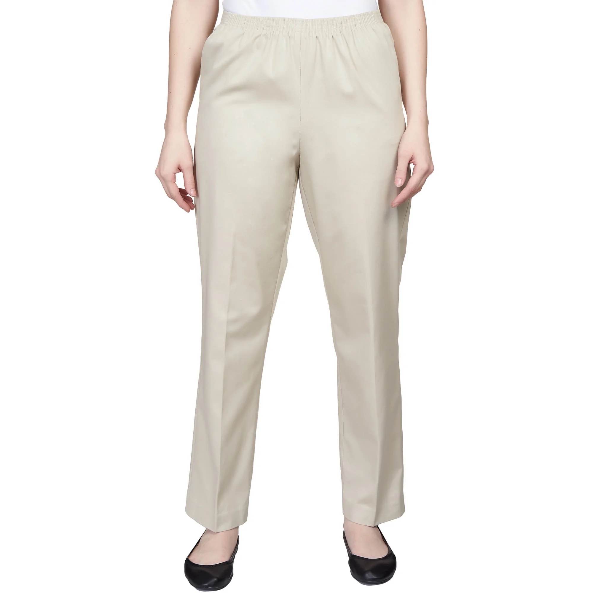 Alfred Dunner Petite Mid-Rise Casual Pants - Stone (16P)