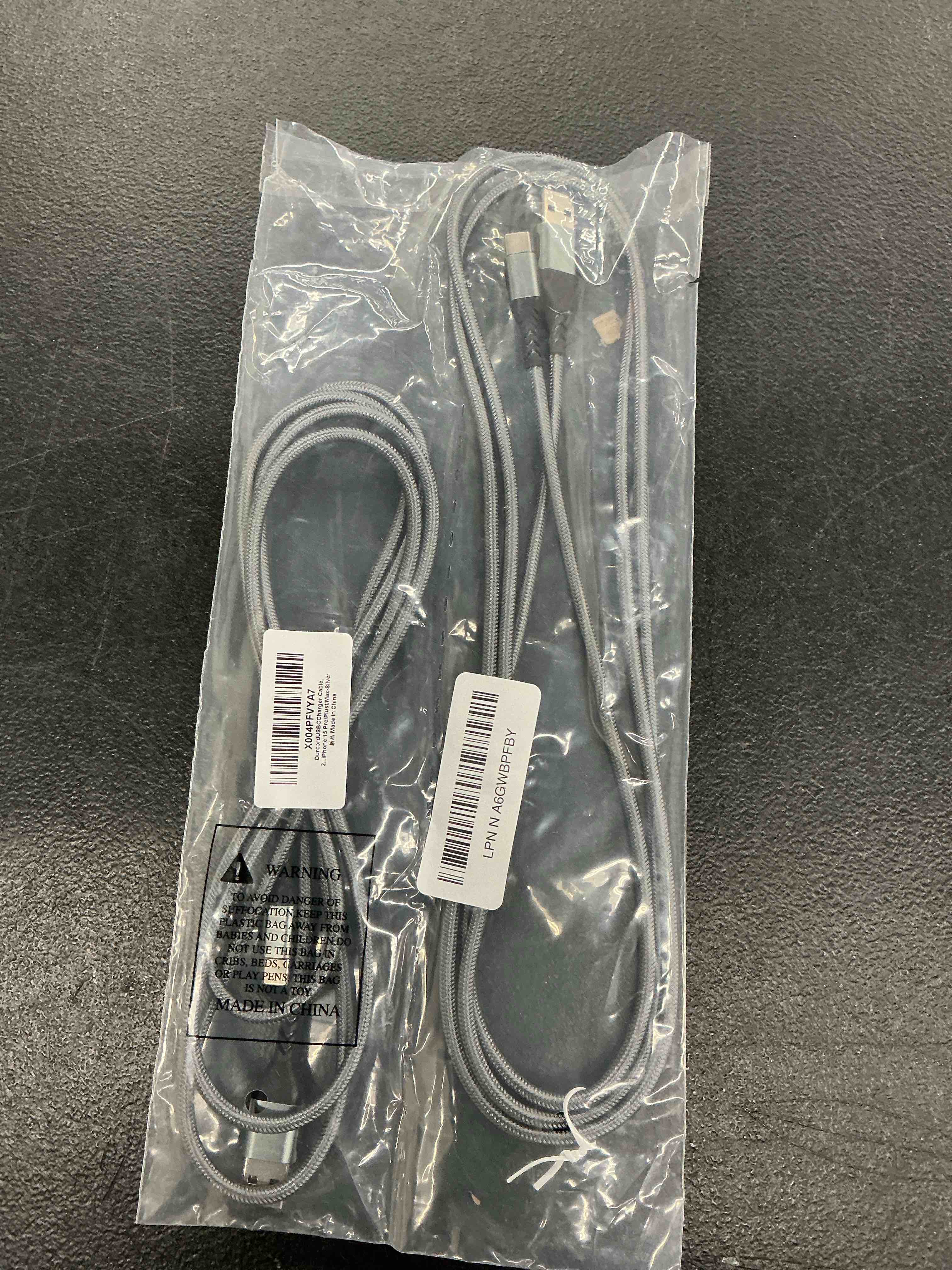 Condition photo showing Good Condition for durcord usb c charger cable, 2pack 6ft fast charging 6ft usb type c cord cable, 6 foot type c charger premium nylon braided usb cable compatible with iphone 15 pro/plust/max-silver 6ft silver