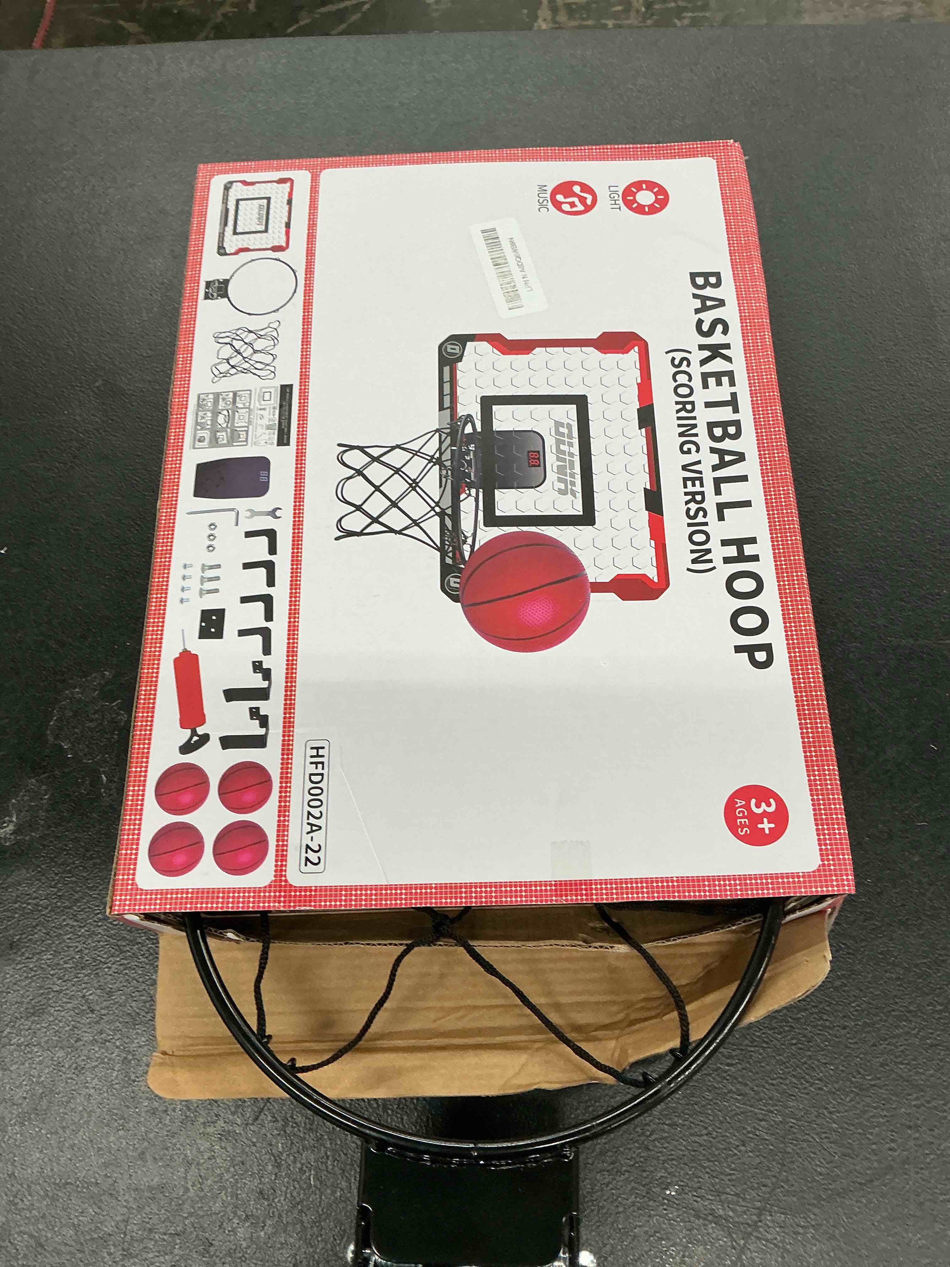 Condition photo showing Good Condition for temi indoor basketball hoop for kids, door room basketball hoop,mini basketball hoop with 4 balls, basketball toys for 3 4 5 6 7 8 9 10 11 12 year old boys basketball hoop & scoreboard & 4 balls
