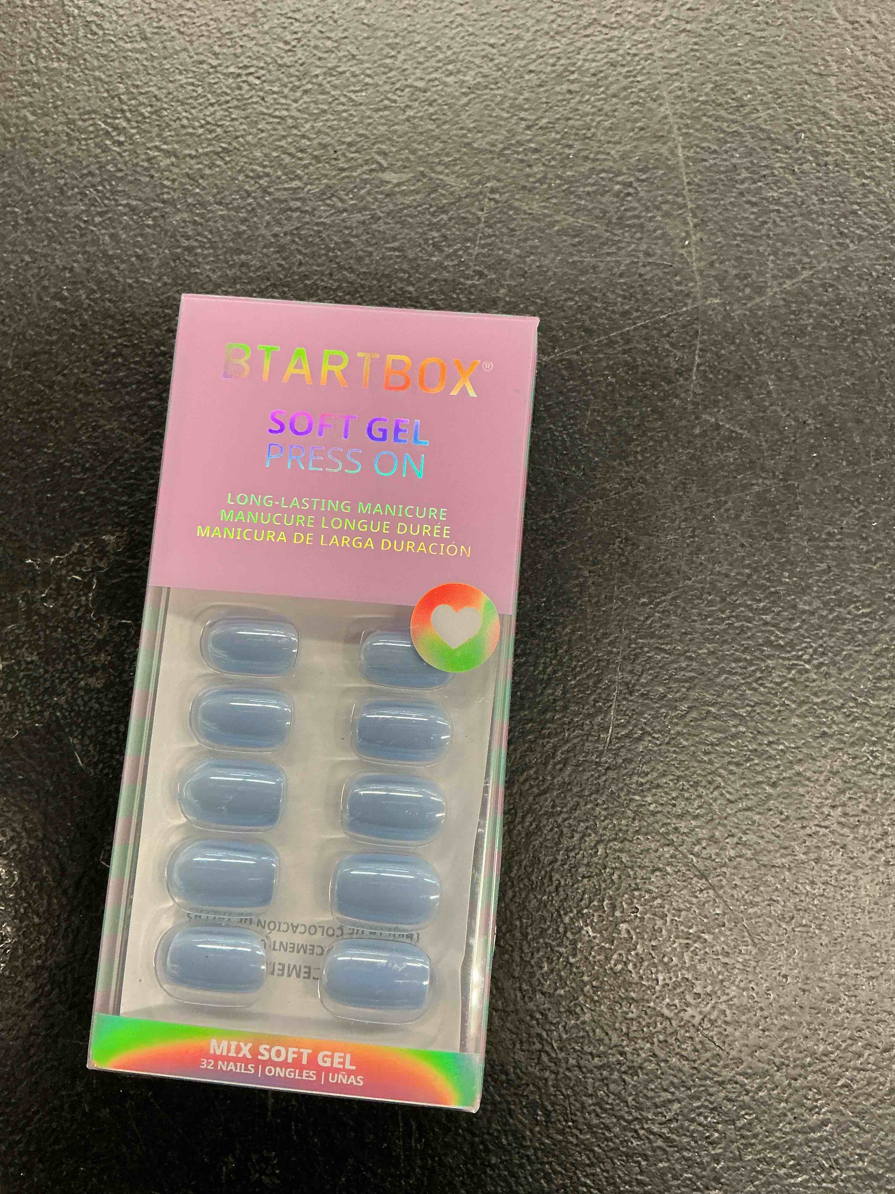 Condition photo showing New/Like New for btartbox press on nails short - square press on nail, blue glossy nail tips glue on nails with nail glue, reusable stick on nails in 15 sizes - 30 soft gel fake nails kit, ocean glazed i-ocean glazed