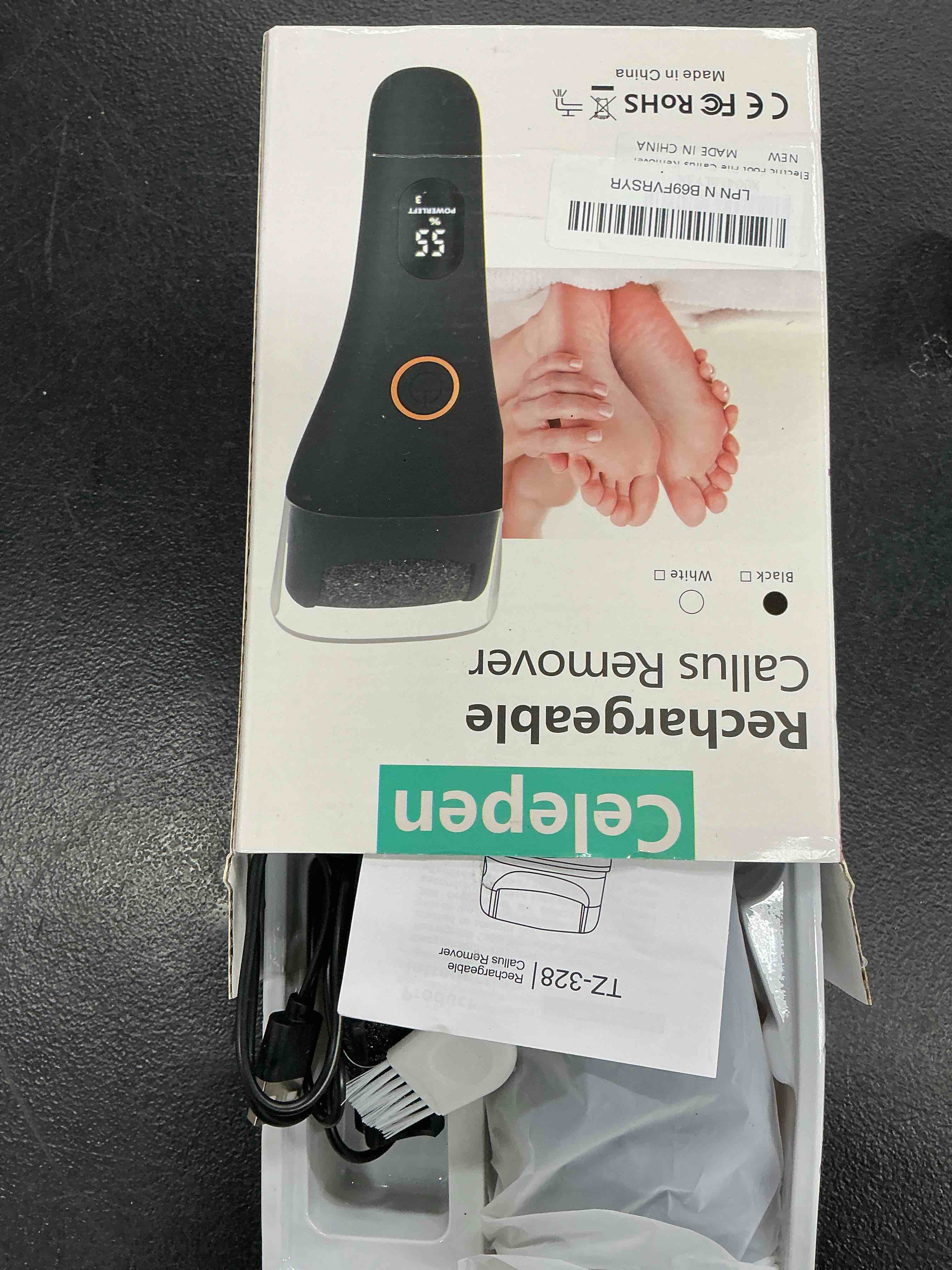Condition photo showing Good Condition for electric foot file callus remover for feet - 6pcs larger grinding head&3speed, pedicure kit foot scrubber deadskin callus remover, foot care kit pedicure tools for dead skin callus hardskin dry cracks black-6pcs grinding head