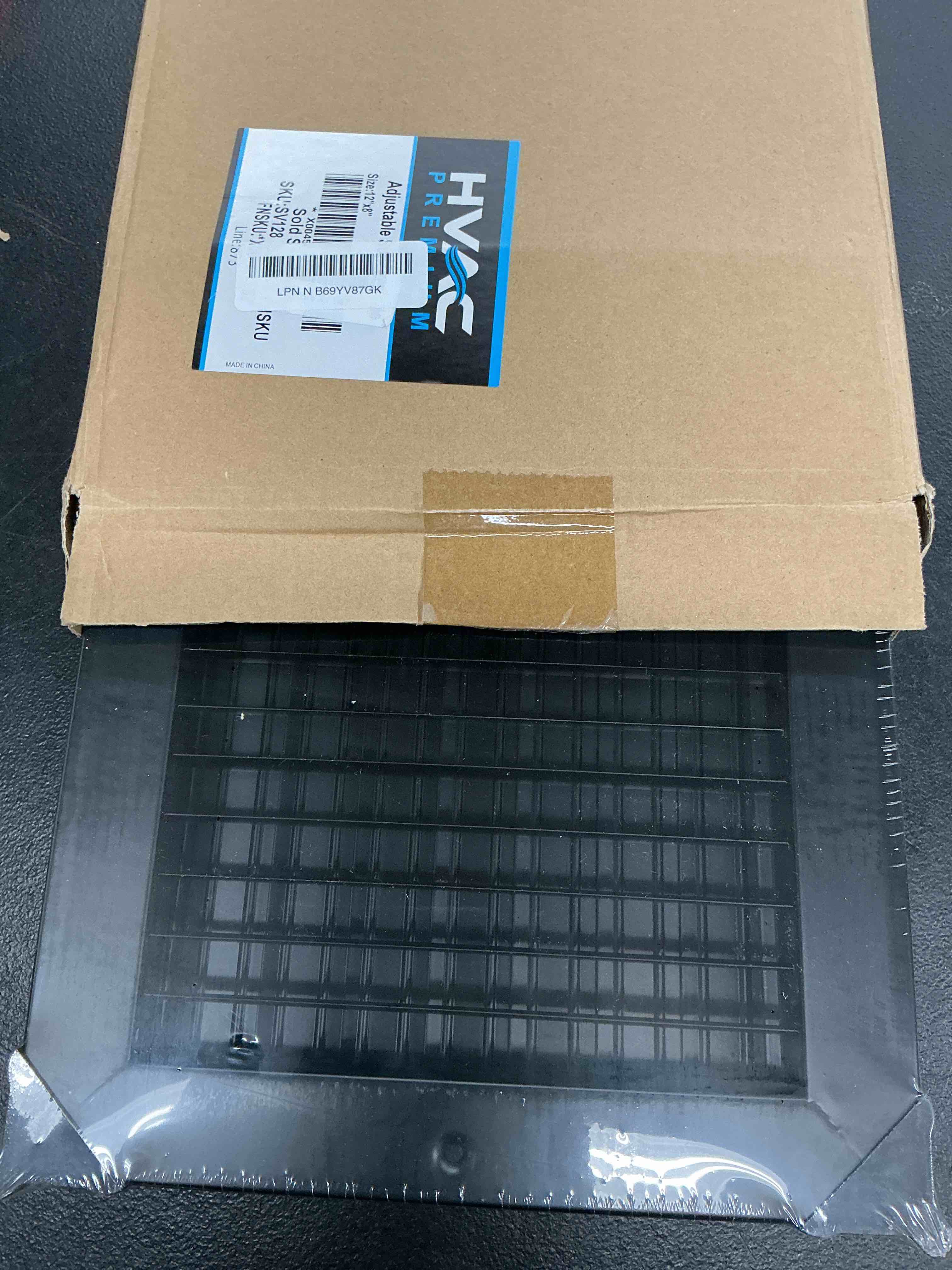 Condition photo showing Good Condition for hvac premium 12"w x 8"h adjustable air supply diffuser - hvac vent cover sidewall or ceiling - grille register - high airflow - black [outer dimensions: 13.875"w x 10"h] 12 x 8 black