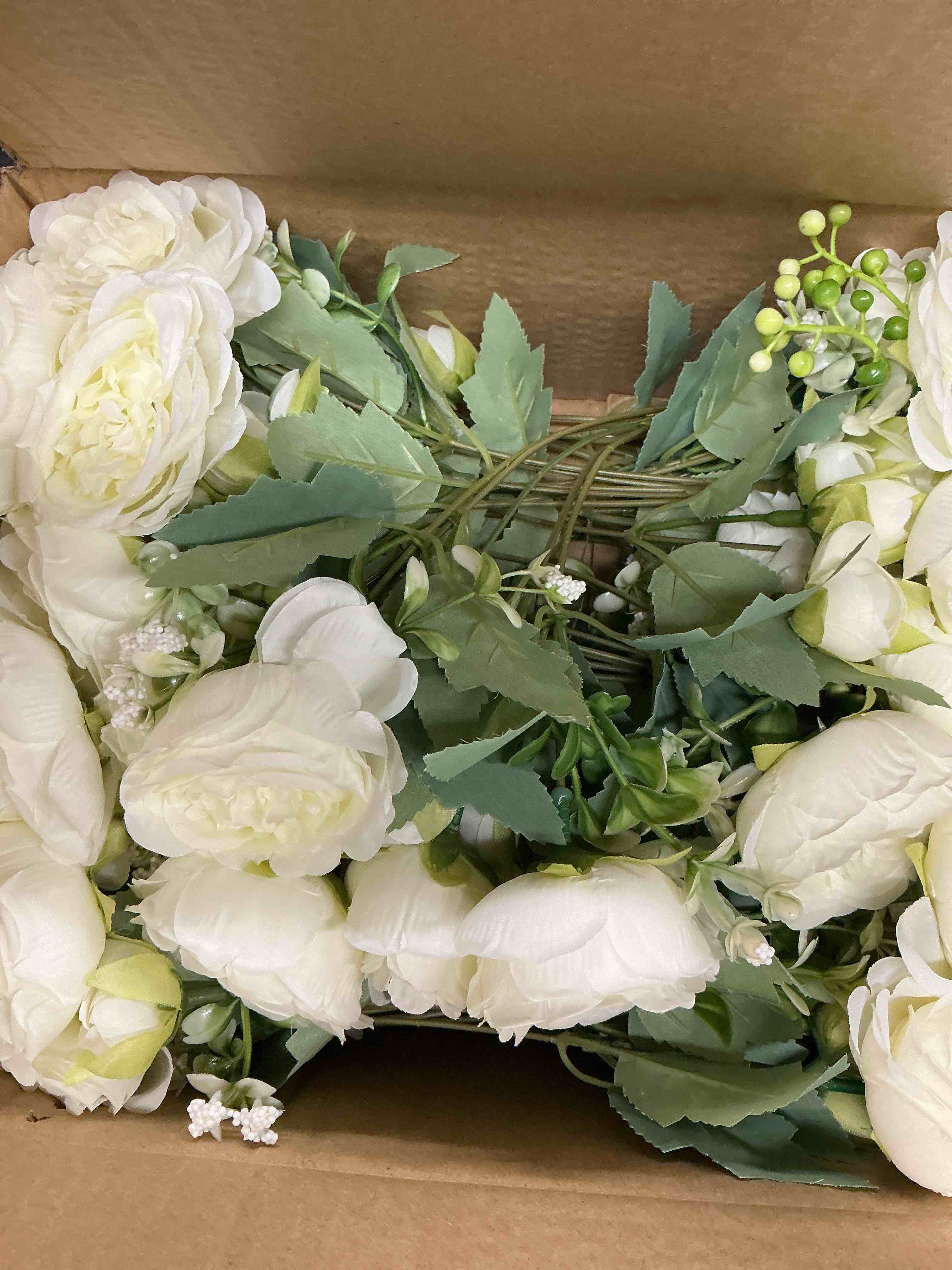 Condition photo showing Good Condition for 12 bundles peonies artificial white flowers bouquet, lifelike silk fake peonies with stems for home table centerpieces, wedding, party & diy bridal floral arrangements (white)
