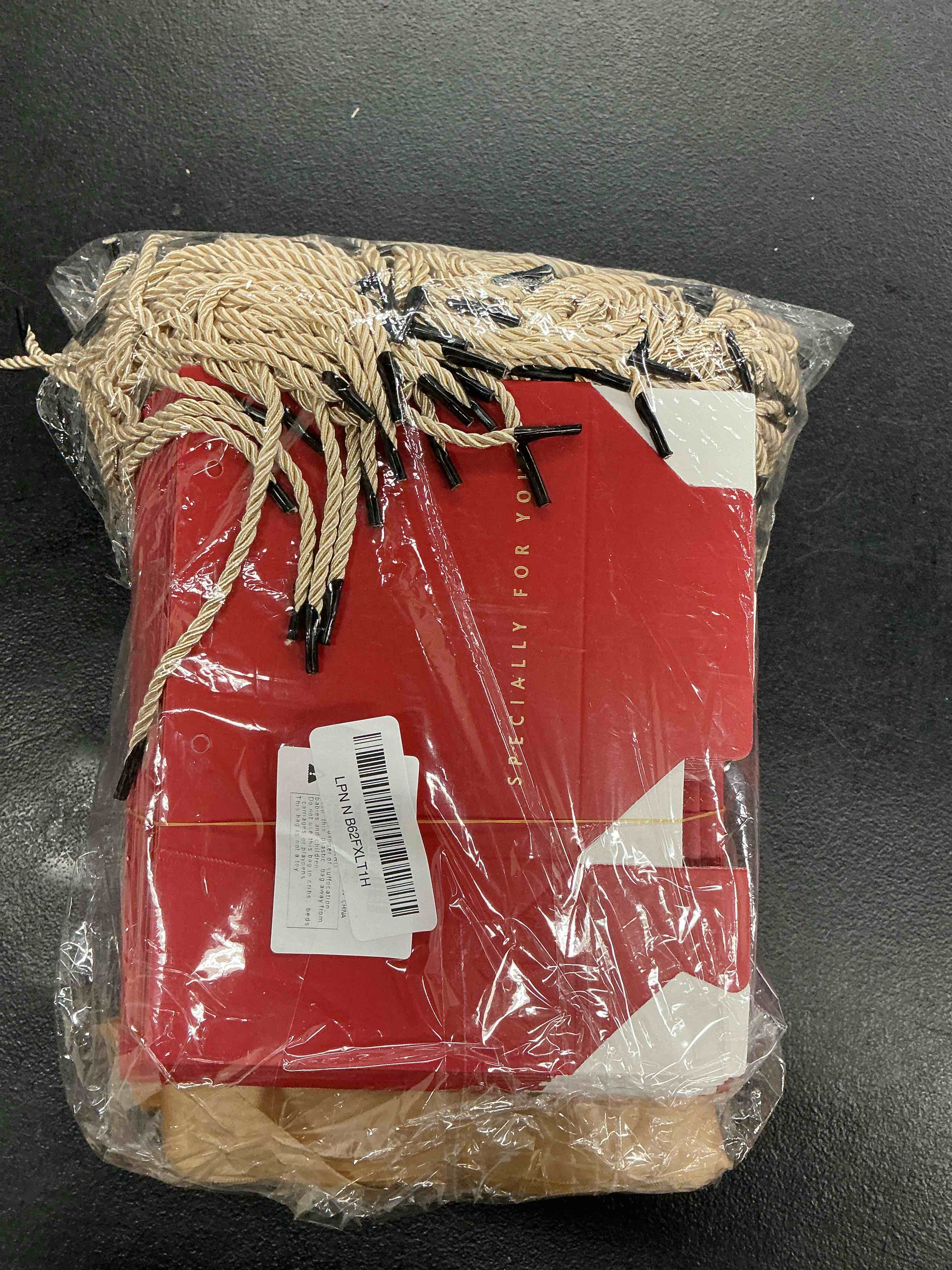 Condition photo showing Good Condition for tksbag 100 pack small thank you gift bags with handles, 5.5''x 2.5''x4.7'' mini red gift bags bulk for baby shower, birthday, wedding, party favors, mother's day red 100 count (pack of 1)