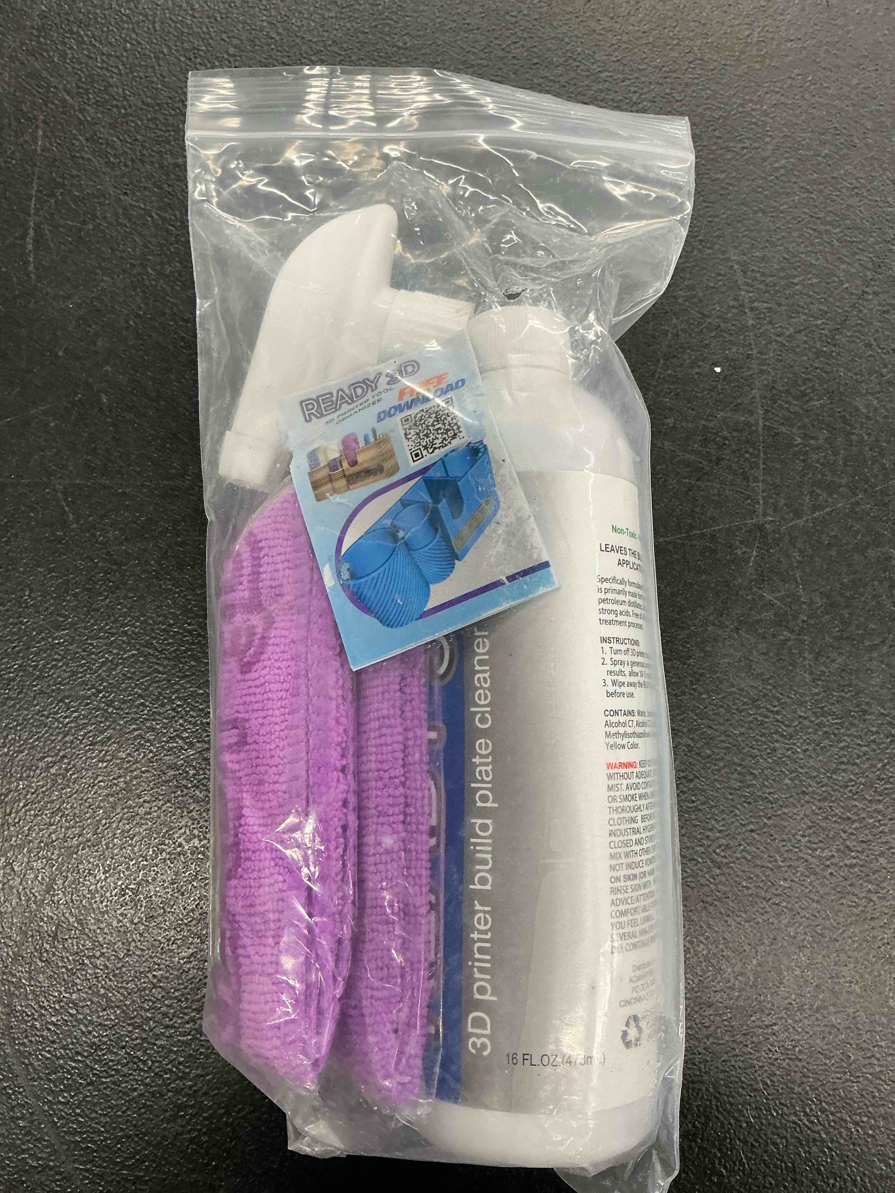 Condition photo showing Good Condition for 3d printer 50ml build plate adhesive glue and 16oz build plate cleaner - excellent first layers, easy print release, premium grade formula, made in usa, pla/abs/petg/tpu safe,non-toxic, no odor build plate adhesive 1.69oz & build plate cleaner 16oz,12"x12" microfiber cleaning towel