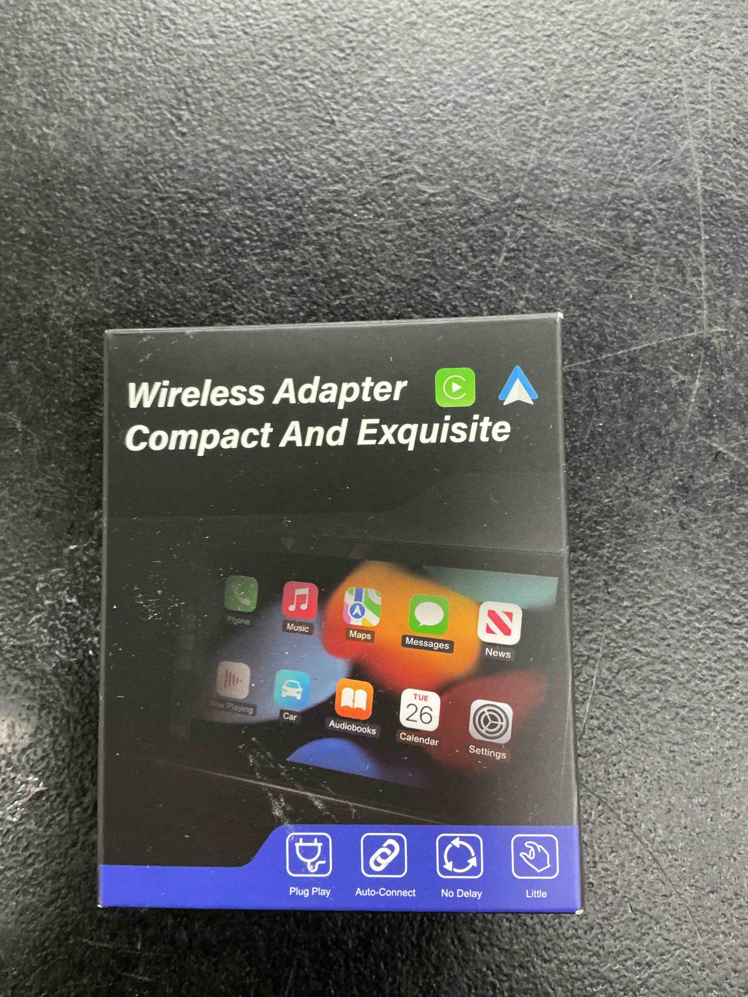 Condition photo showing Good Condition for aimoon mini wireless carplay adapter for apple iphone ? android auto, wired to wireless car play adapter plug & play compatible with after 2016 cars navy blue car audio satellite radio