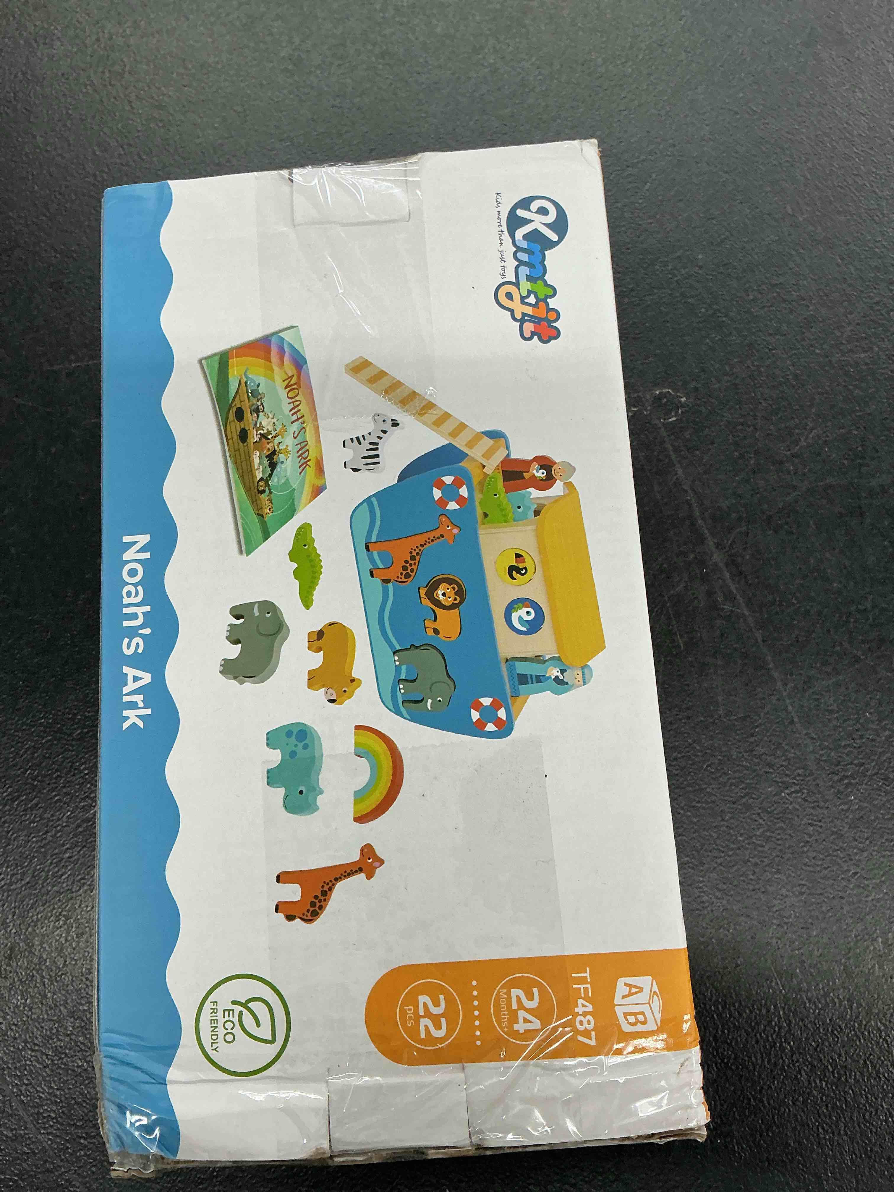 Condition photo showing Good Condition for kmtjt toddlers wooden noah's ark toy animal playset, baptism gifts for 1 2 3 boys girls, shape sorter early learning montessori toys with bible story book for 12 18 24 months babies wooden toy2
