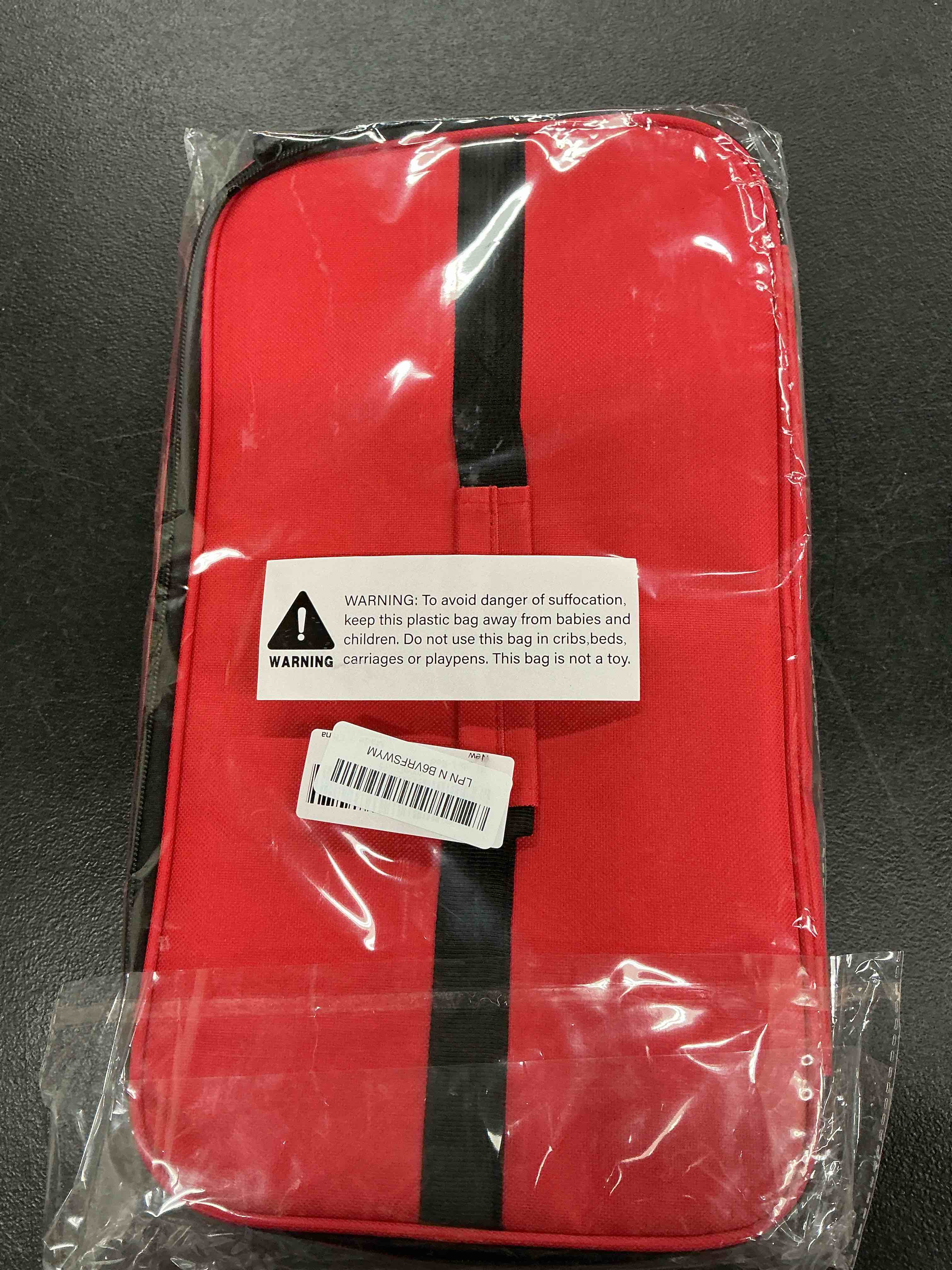 Condition photo showing Good Condition for first aid bag empty large medical bag with shoulder strap 16”x 9½” x 7” medicine organizer box travel first aid kit emergency supplies storage bag for car, home, office, outdoor (red)