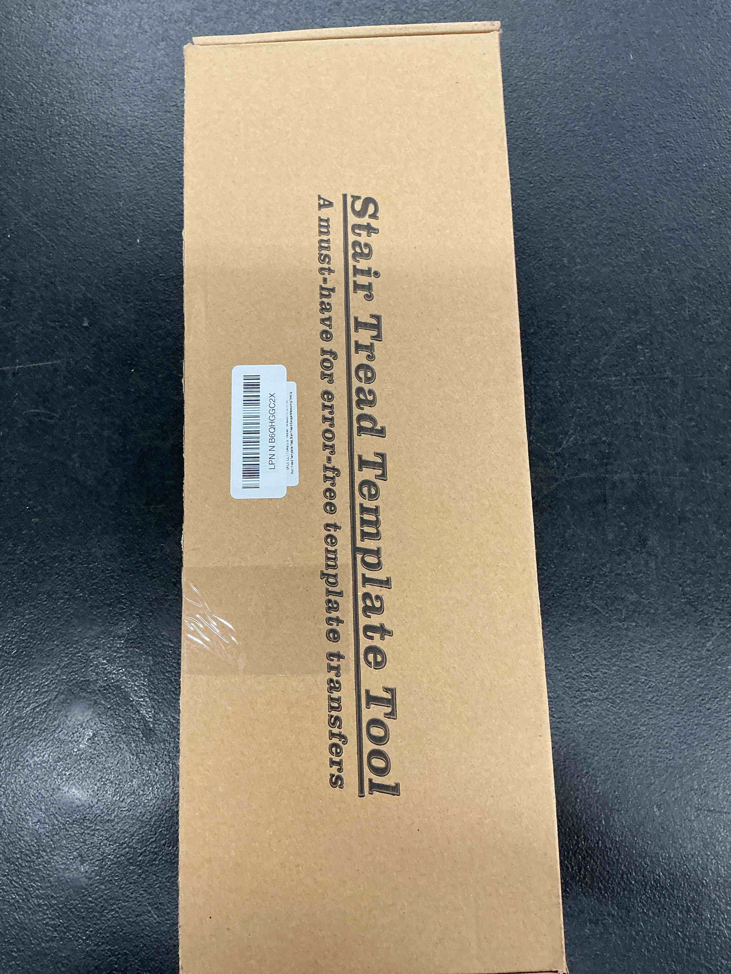 Condition photo showing New/Like New for portable stair tread template tool, simple assembly stair measuring tool, adjustable bar length from 23" to 64.2", precision stair tread jig with dual knobs and stop pins, 14" pivoting scale red