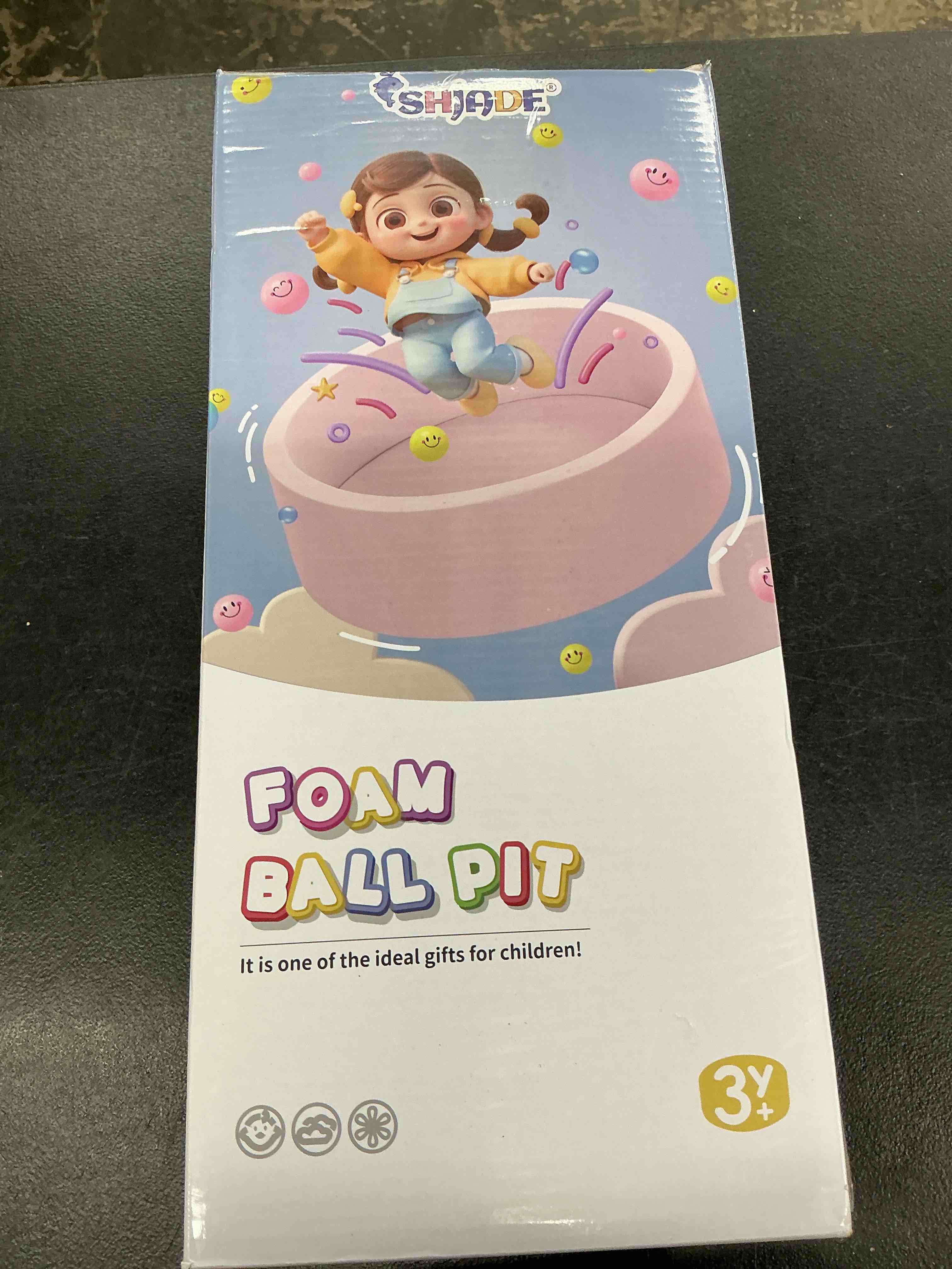 Condition photo showing New/Like New for foam ball pit, 35.4"x 11.8" ball pits for toddlers, soft round kiddie baby playpen ball pool for kids, ideal gift for babies indoor and outdoor game, grey, (balls not included) 35.43 in grey