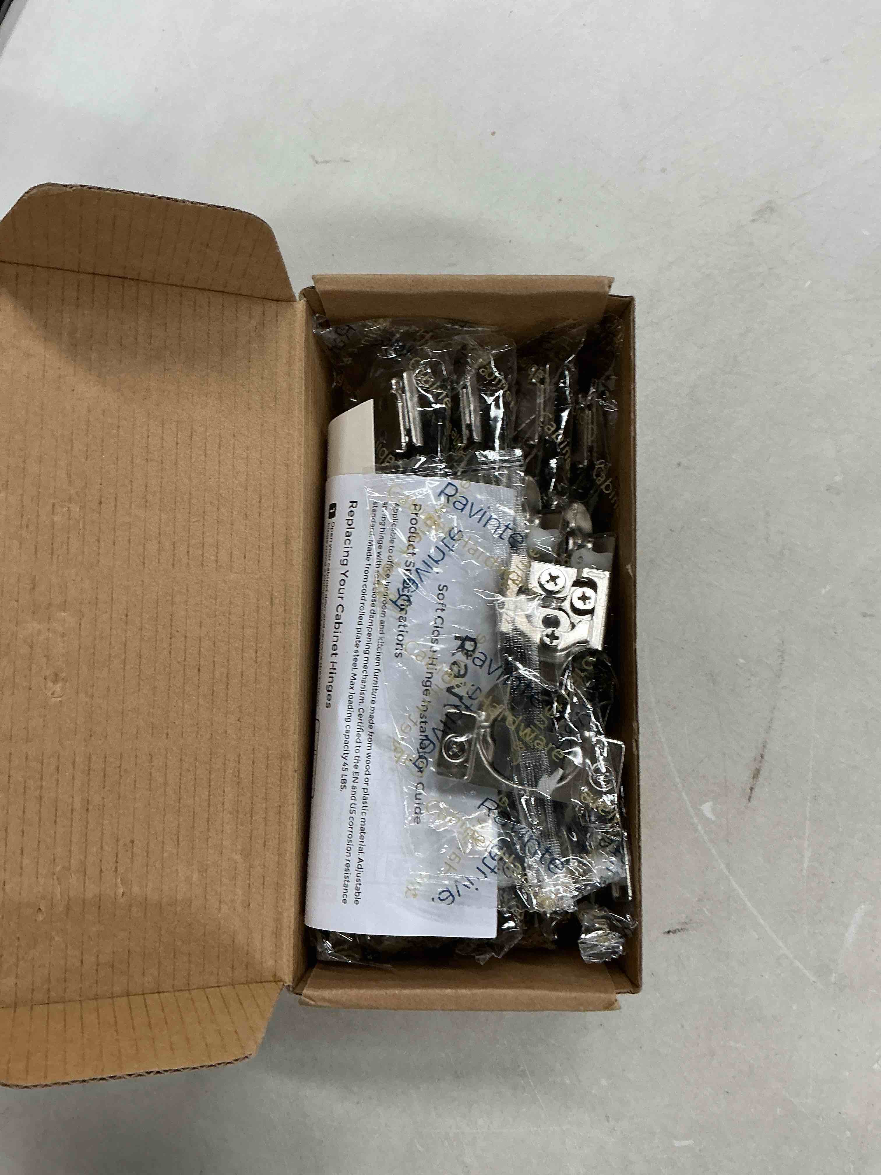 Condition photo showing Good Condition for ravinte 10 pack 5 pairs 1/2 inch overlay soft close hinges for kitchen cabinet hinges satin nickel hidden hinges stainless steel concealed hinge self closing 10 1/2 inch overlay