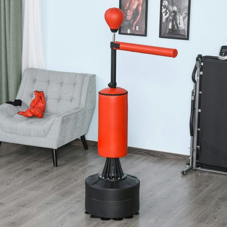 Spaco Boxing Bag, Freestanding Punching Bag with Speed Ball, Rotating Boxing Bar and Gloves, Weighted Base, Boxing Bag for Adult and Kids, Red  