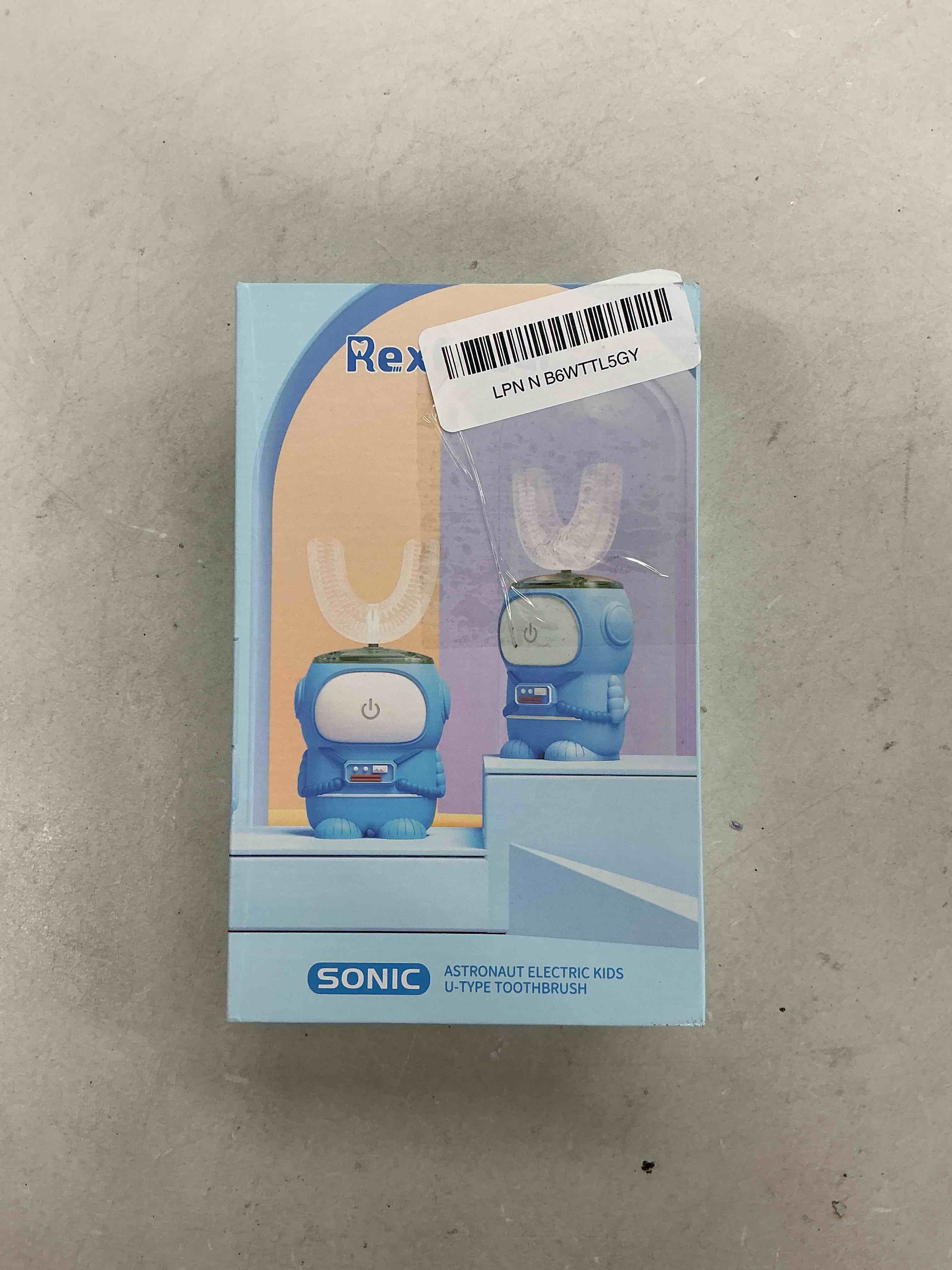 Condition photo showing Good Condition for rexcodar ultrasonic kid's u-shaped electric toothbrush, ipx7 waterproof, five cleaning modes,cartoon astronaut, 60s smart reminder (6-12 age (blue))
