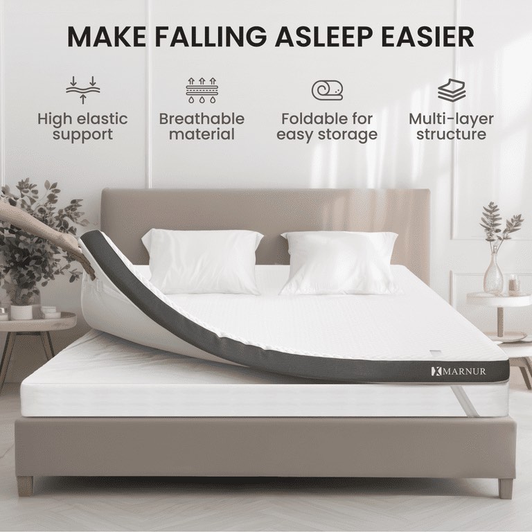 MARNUR 3  Mattress Topper  Gel Memory Foam Mattress Topper with Removable and Washable Cover  No-Slip Design  Full Size