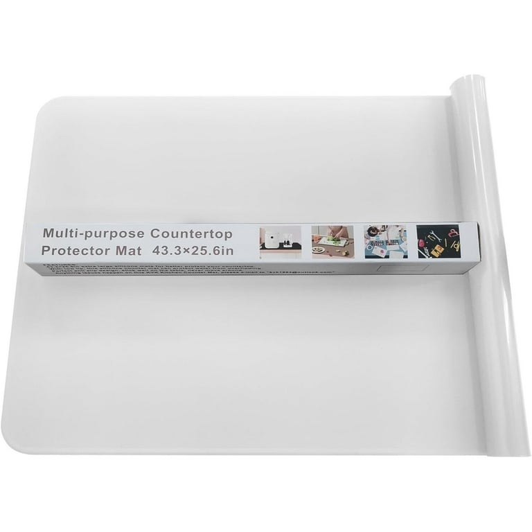 KVK 43.3×25.6in Silicone Mats for Kitchen Counter - Extra Large Silicone Mat Heat Resistant - Glossy Bottom Non Slip - Universal Painting Craft Resin Mat Table Countertop Protector, Transparent