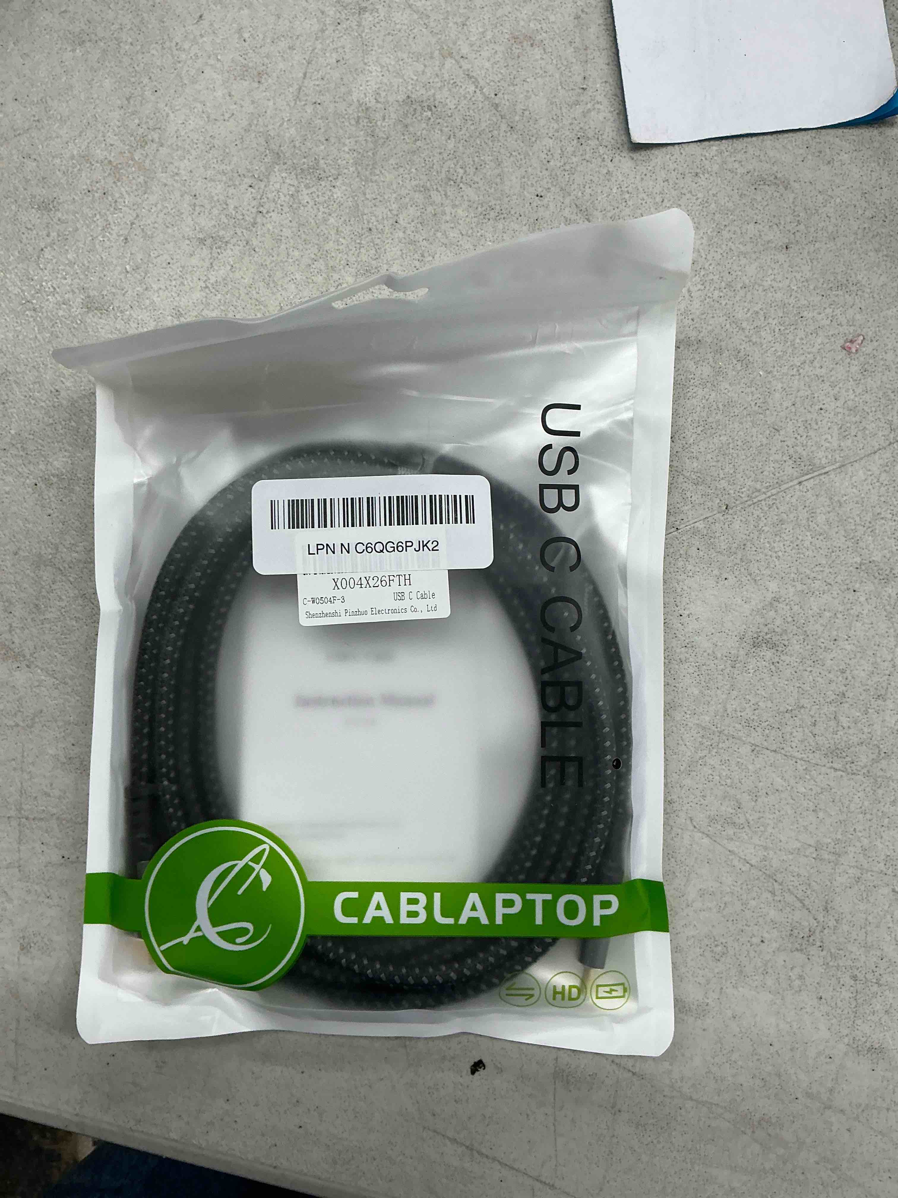 Condition photo showing New/Like New for cabalptop usb c to usb c cable 10ft,3.2 gen 2x2 cable,4k@144hz/60hz,8k@30hz braided type c cable,20gbps high speed data transfer c to c cable fast charging,240w ultra charging cord for iphone 17 16pro