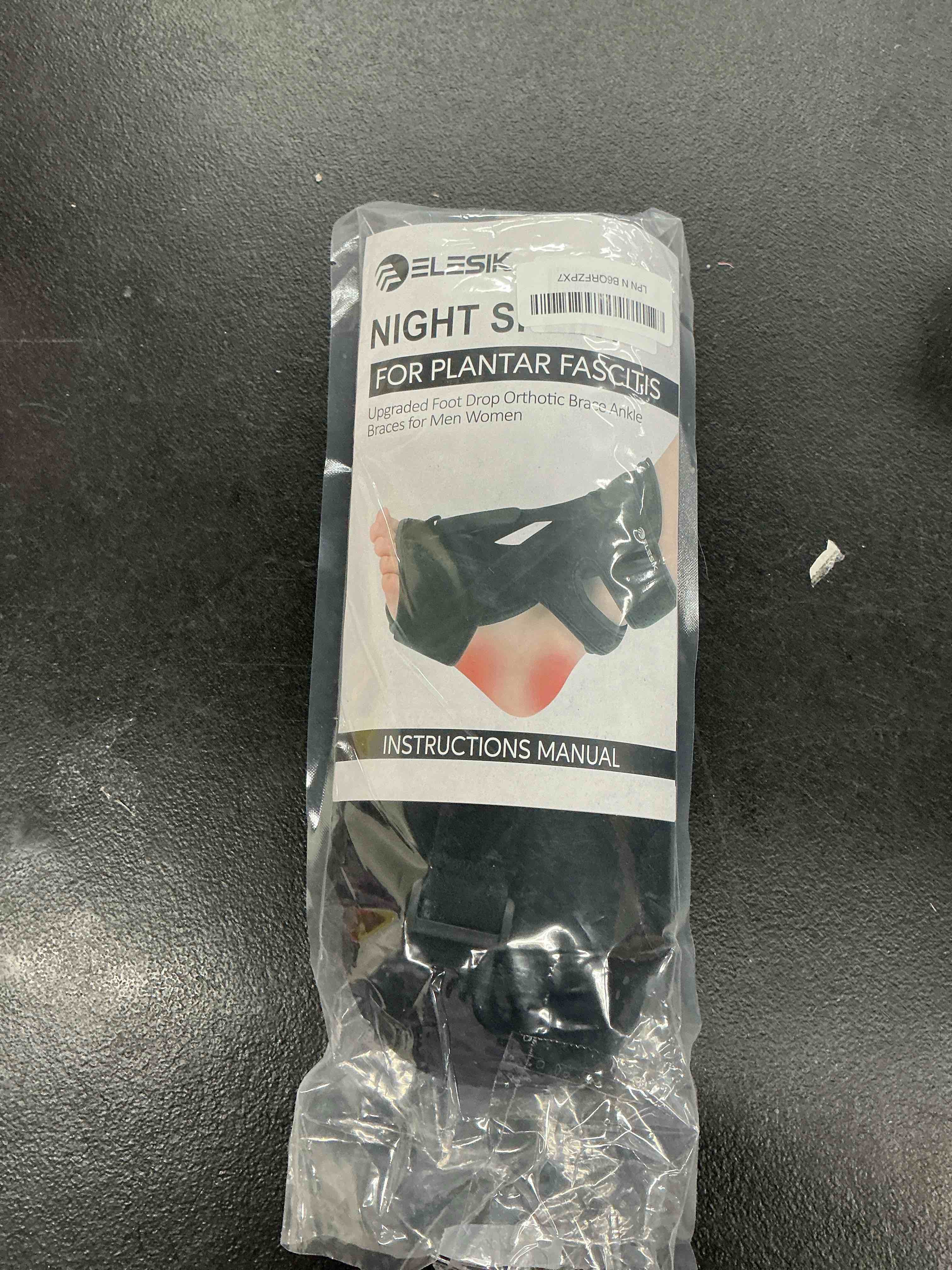 Condition photo showing Good Condition for plantar fasciitis night splint and brace, upgraded planters facetious relief, foot drop and achilles tendonitis relief brace. night splint for plantar fasciitis women & men, black