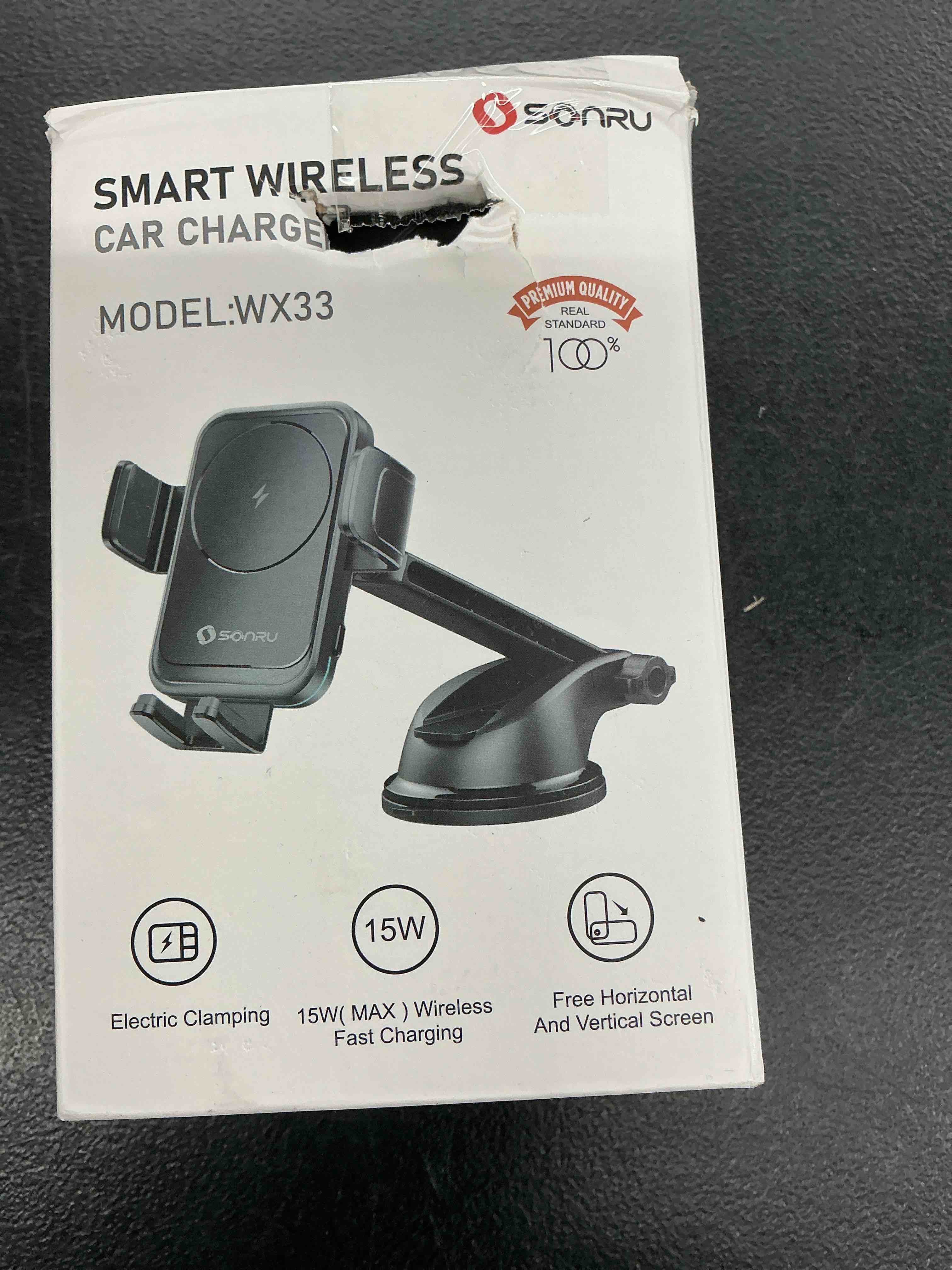 Condition photo showing Good Condition for sonru car phone holder wireless charger, qi 15w wireless car charger fast charging auto clamping car charger mount suction holder dashboard air vent for iphone 16/15/14/13/12/11, samsung s25/24 black