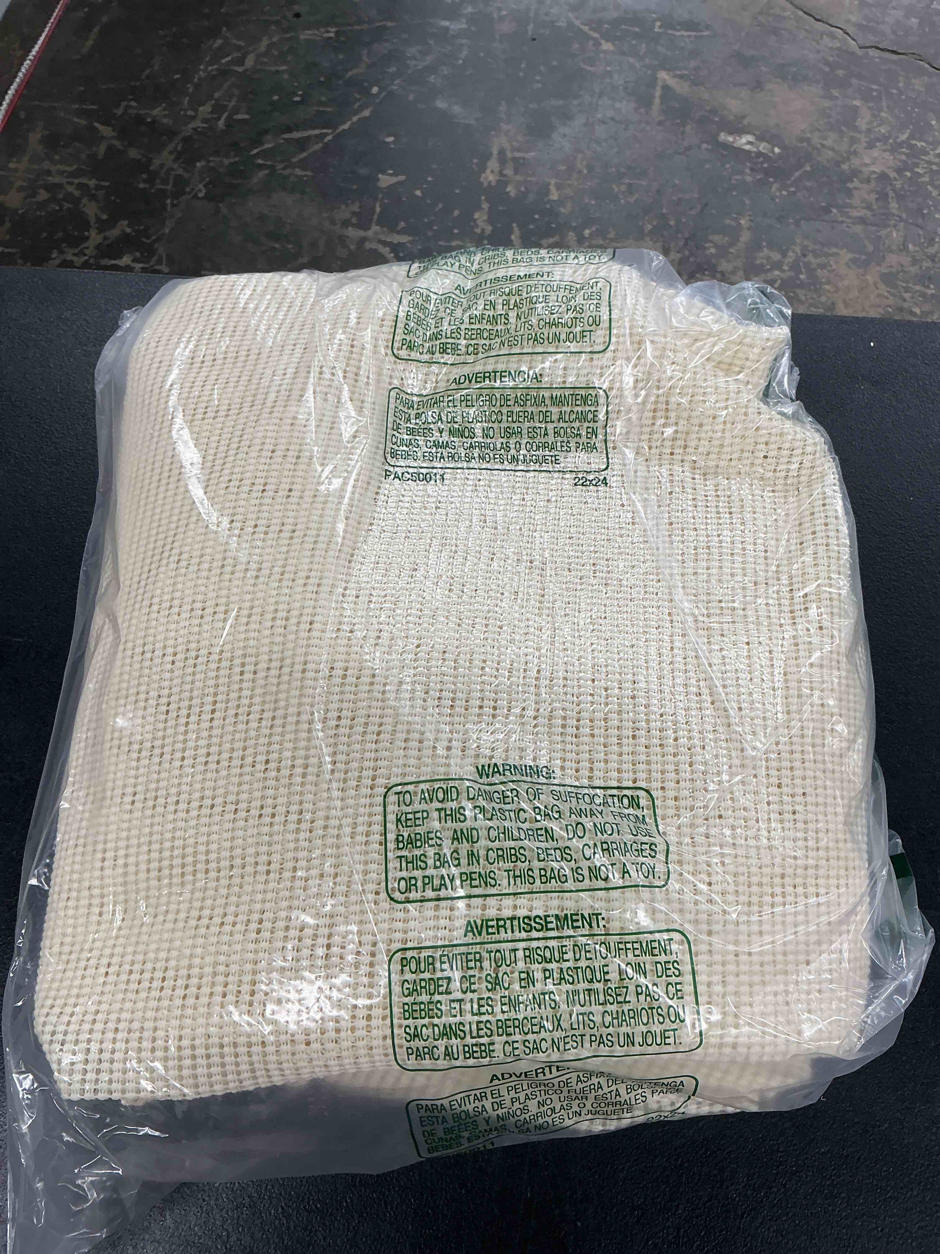 Condition photo showing Good Condition for non-slip rug pad gripper 8x10 feet, anti skid mat for under area rugs, keeps rugs in position and safe, thick cushioned carpet pad for hardwood floors protection