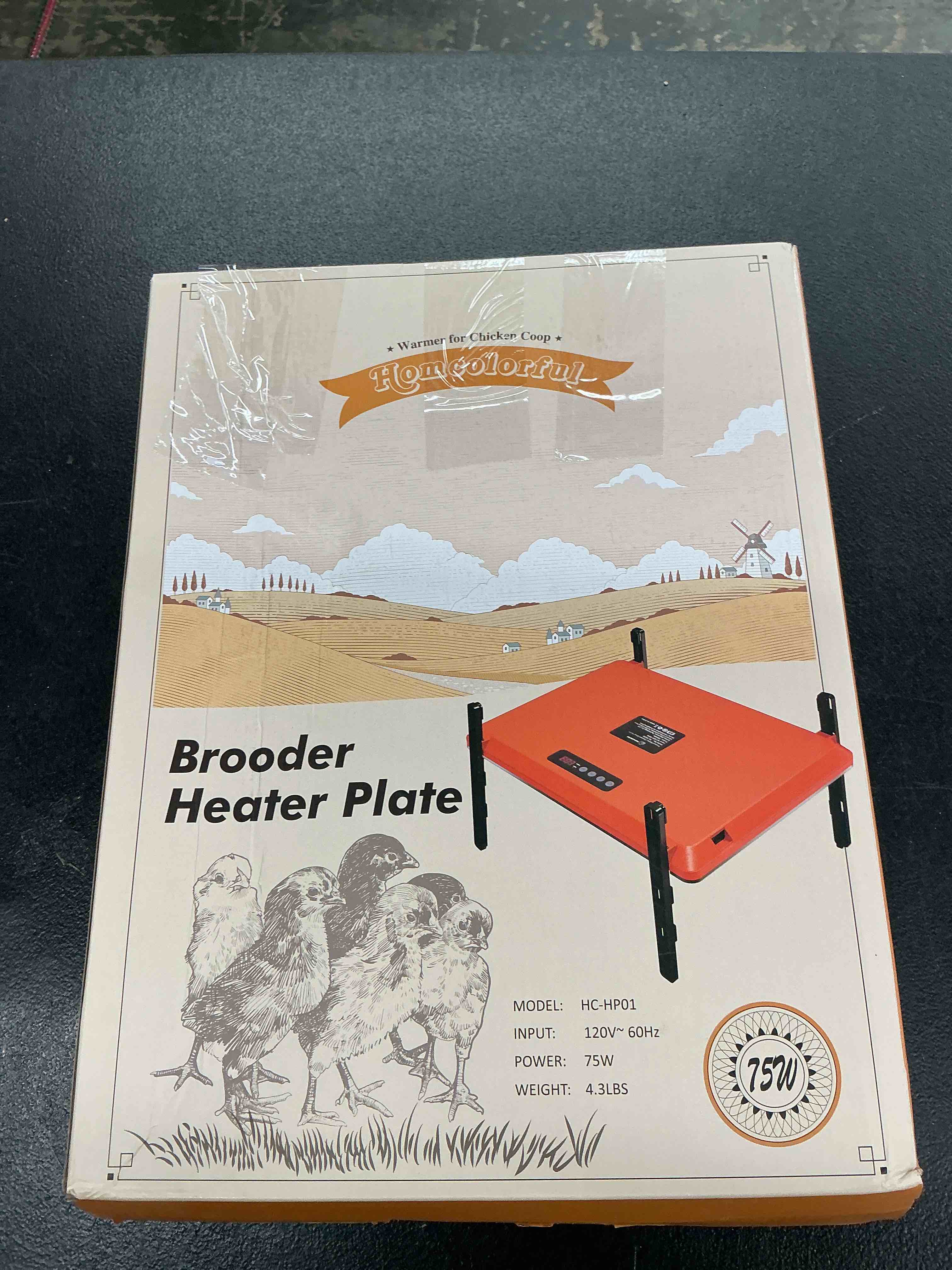 Condition photo showing Good Condition for brooder plate for chicks, 12" x 16" heat plate for chicks for 20 chick, 75 watts chicken coop heater with adjustable temp timer & height & angle, ipx4 waterproof, ul-certified orange