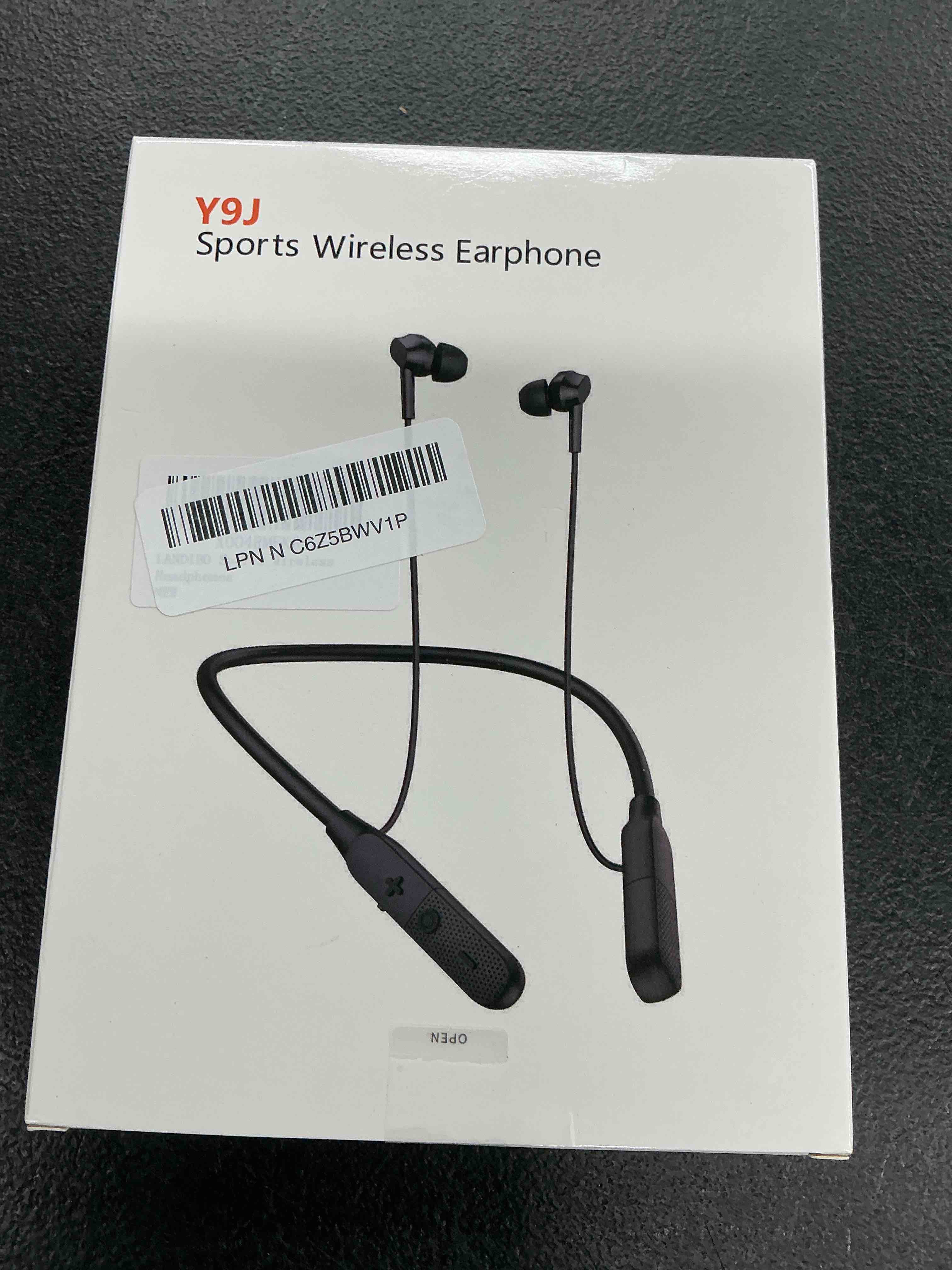 Condition photo showing Good Condition for sports bluetooth headphones, 25 hours play time, 6.0 wireless neck-worn earbuds with microphone, in-ear noise cancellation, for outdoor sports workouts. (y9j)