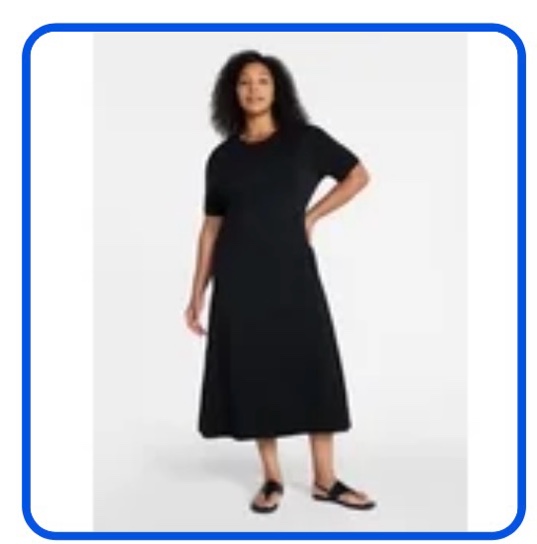 Time and Tru Women's and Women's Plus Seamed Cotton Midi Dress, Sizes XS-4X