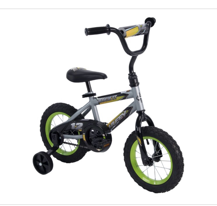 Huffy 12 in. Rock It Kids Bike  for Boys Ages 3 and up Years  Child  Grey Matte and Lime