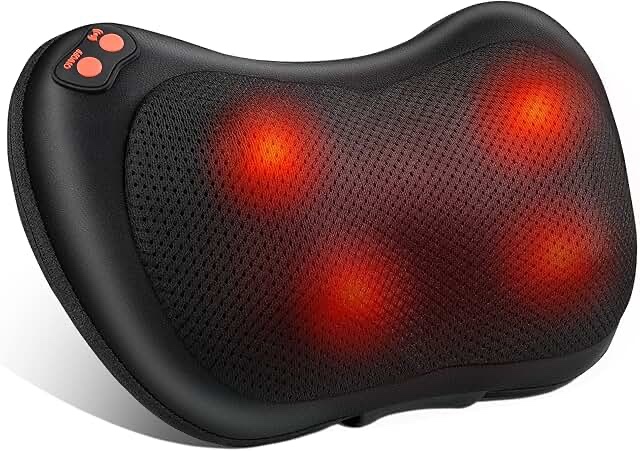 Brelley Neck and Back Massager with Heat Electric Shiatsu Deep Tissue Kneading Massage for Neck, Bac