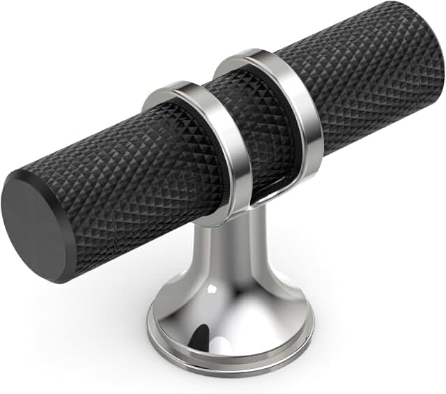 Coinkoly 10 Pack Matte Black and Silver Knurled Cabinet Knobs Kitchen Black Knobs Drawer Pulls Hardw