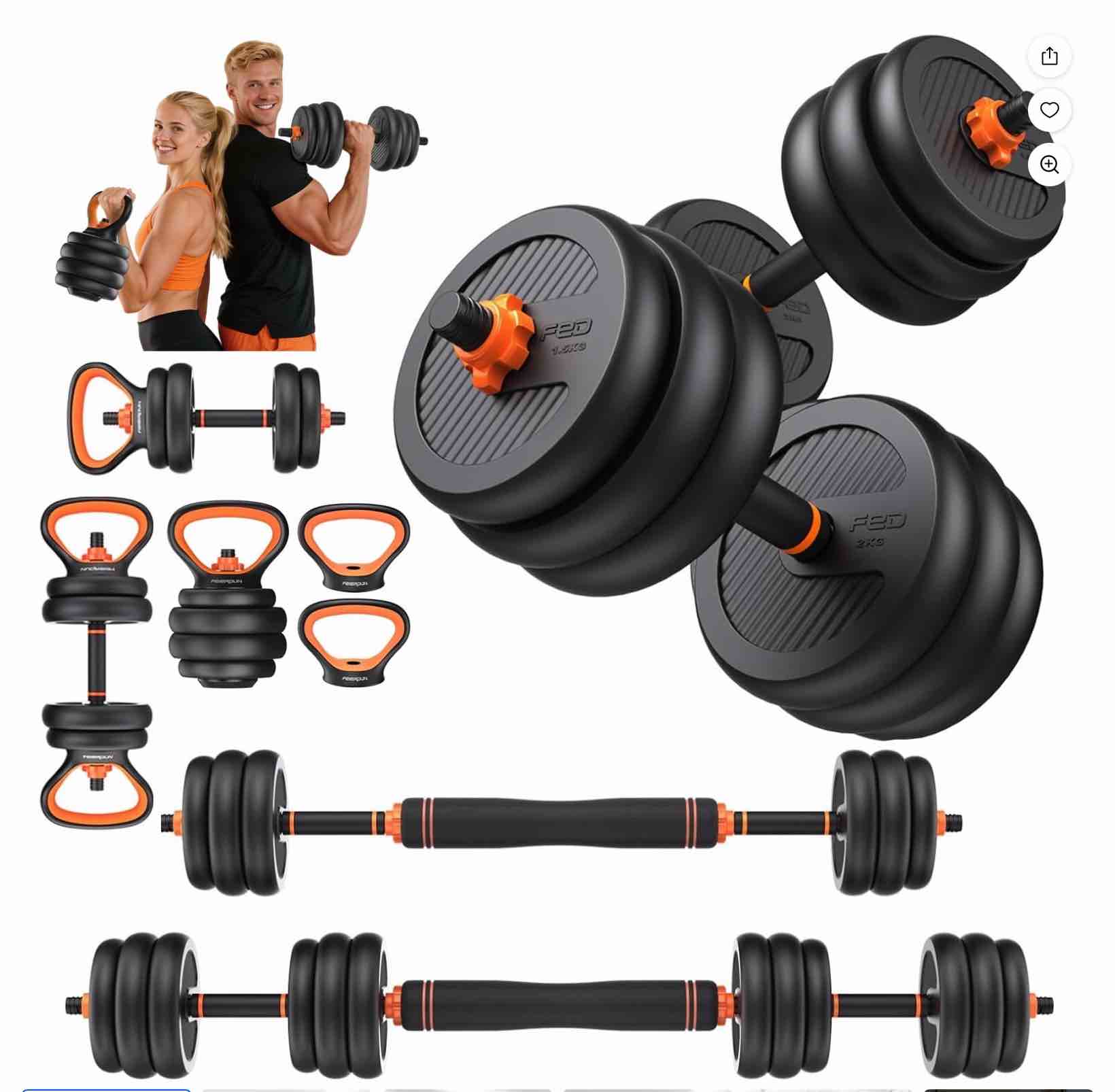 UPGO Adjustable Dumbbells,70lbs Free Weight Set with Connector,5 in1 Dumbbells Set as Barbell,Kettlebell,Push up Stand,Weight Plate,Fitness Exercises for Home Gym Suitable Men/Women