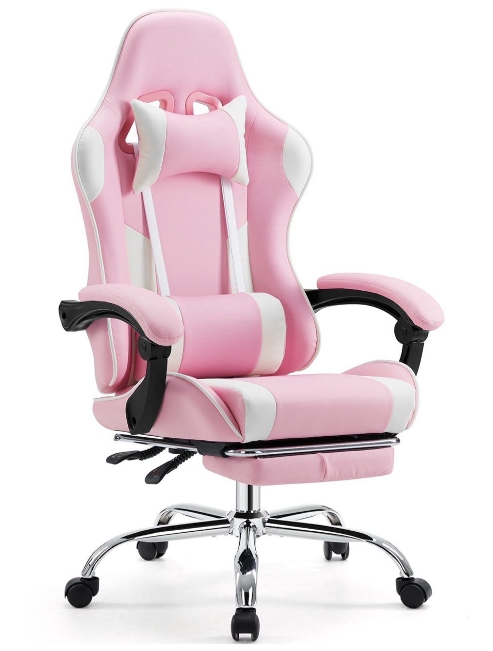 EDX Ergonomic Gaming Chair High Back Office Chair with Lumbar Support and Adjustable Armrests Swivel Racing Chair, Pink and White