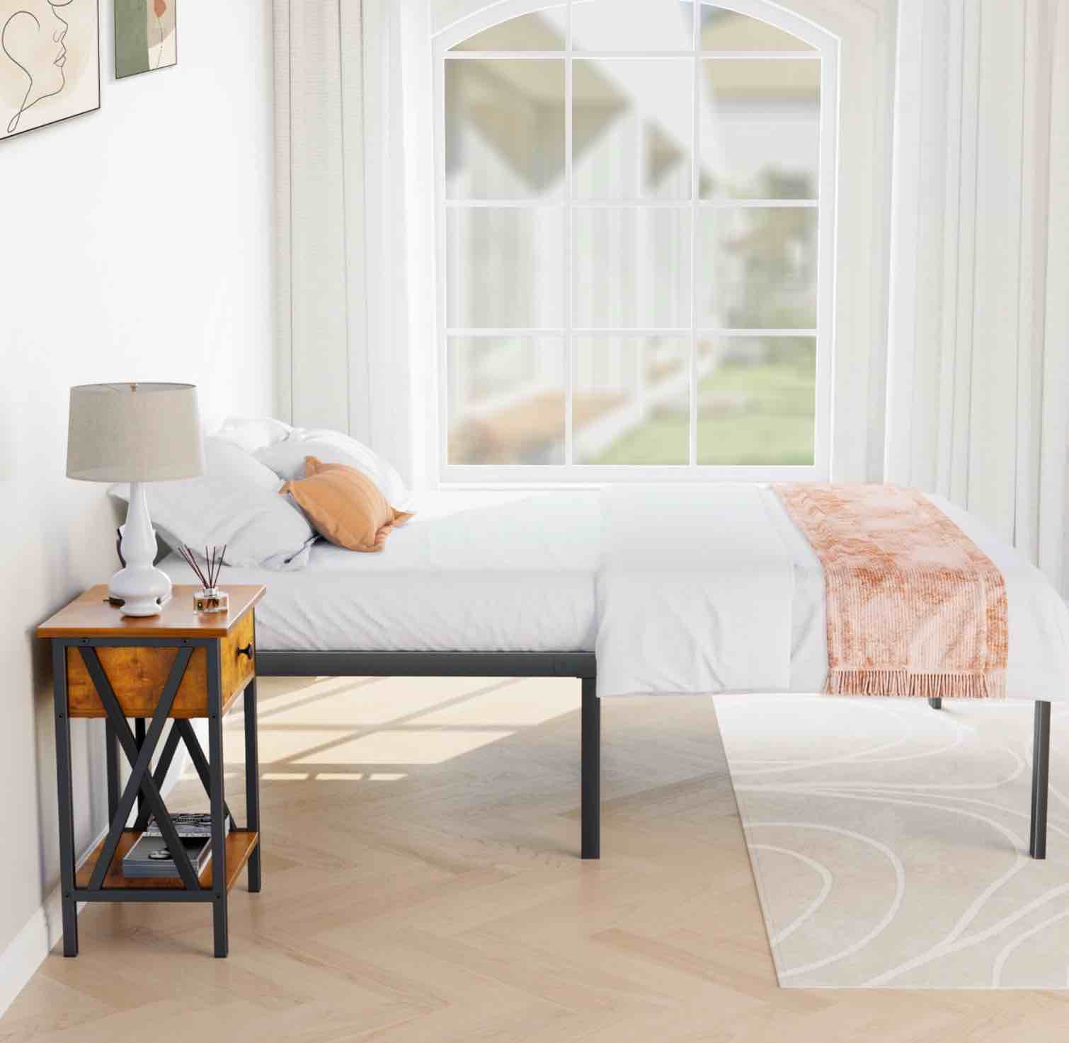 edx Heavy Duty Metal Twin Bed Frame with Under Bed Storage - 14 Inches High, Sturdy Steel Slat Support, No Box Spring Required, Platform Bed Frame