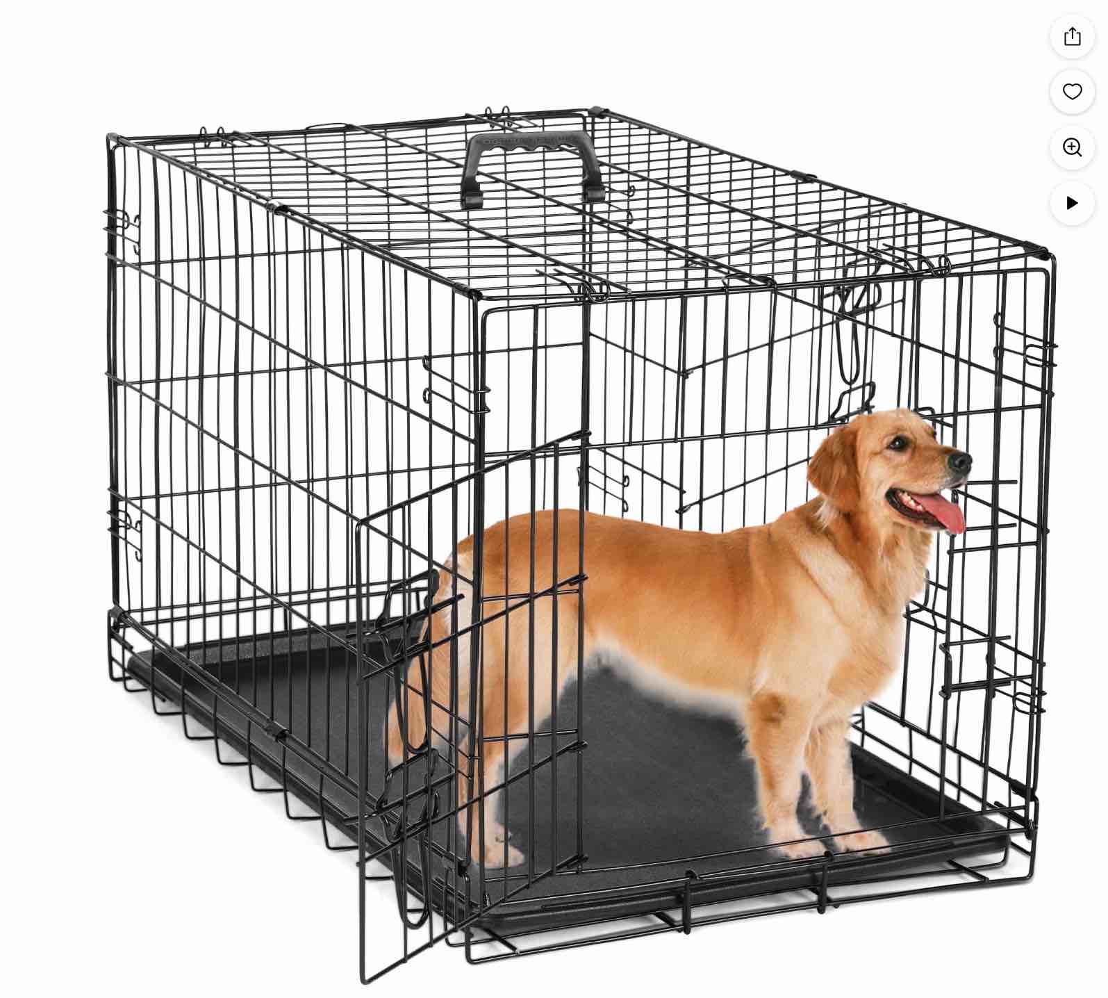 EDX Large Dog Crate with Divider Panel  42  Double Door Folding Metal Wire Dog Cage with Plastic Leak-Proof Pan Tray