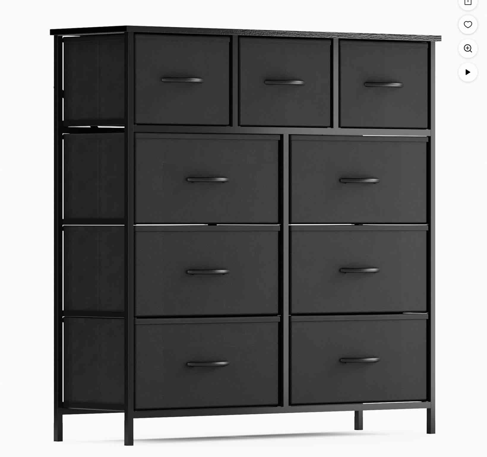 ZUNMOS 9 Drawer Fabric Dresser for Bedroom, Chest of Drawer Organizer Storage Cabinet for Closet, Entryway, Black
