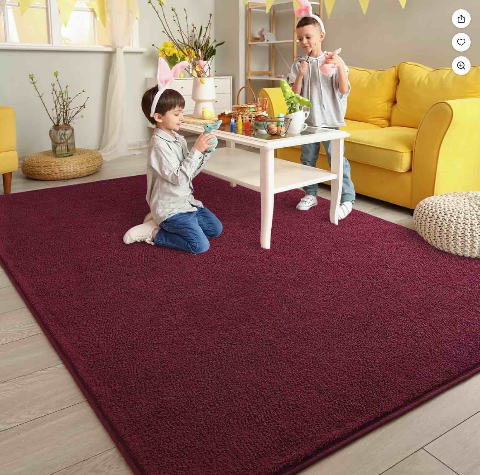 Arogan Soft Low Pile Rug Modern Area Rugs for Bedroom Living Room,Suitable for Boys Girls Teenagers and Adults with Super Soft Touch ,Wine Red ,6' x 9'