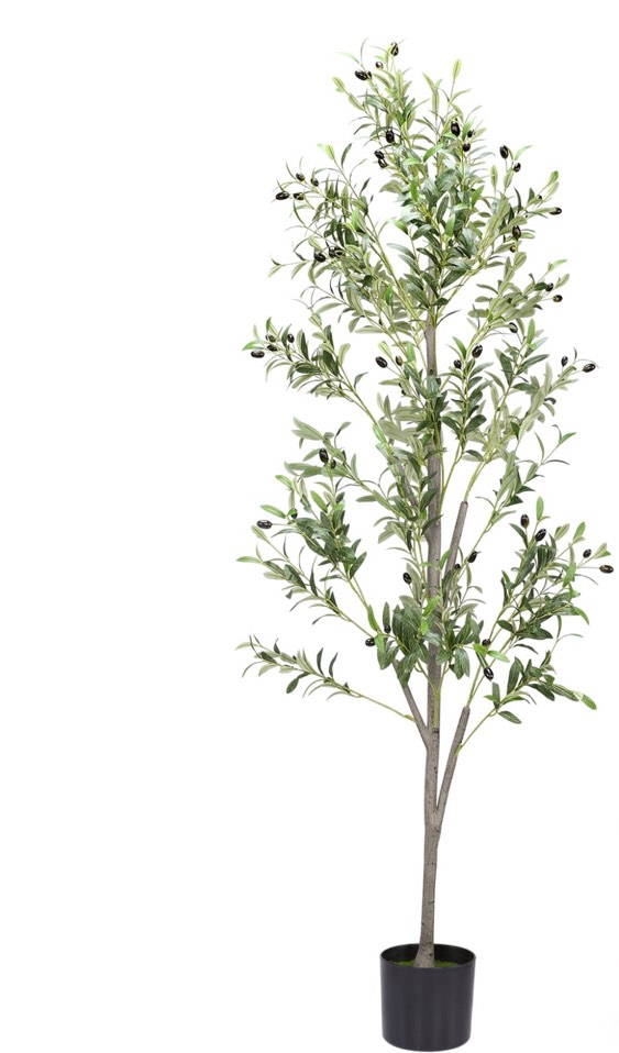 LIZEVINC Artificial Olive Tree 6ft Faux Olive Plant Indoor,Artificial Plants with Natural Wood Trunk and Lifelike Fruits,Faux Olive Tree for Office Home Decor?With woven basket?