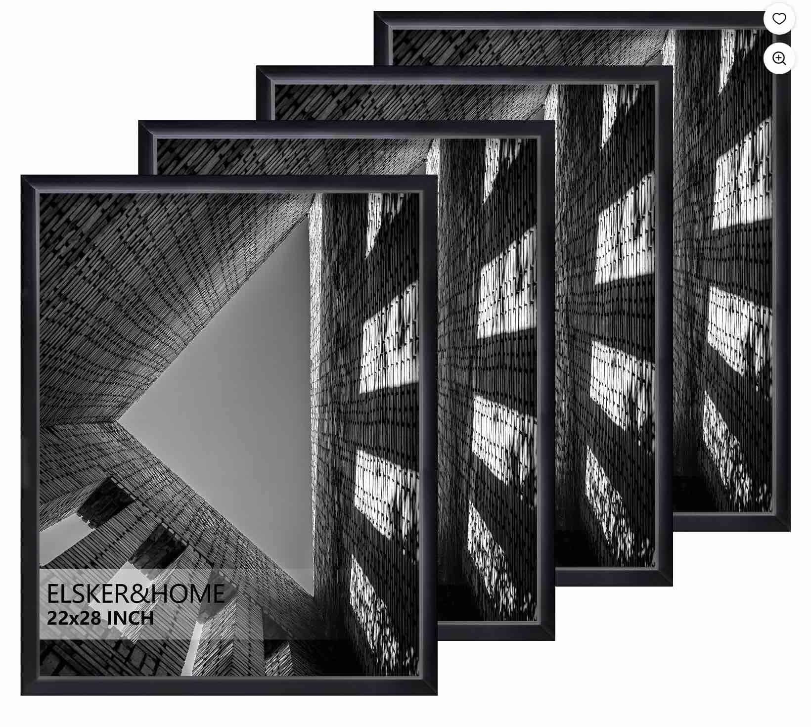 ELSKER&HOME 16 x 24 Poster Frame 4 Pack  Black Picture Frame for Horizontal or Vertical Wall Mounting  Multi-Purpose Home Office Decor for 16x24 Photos