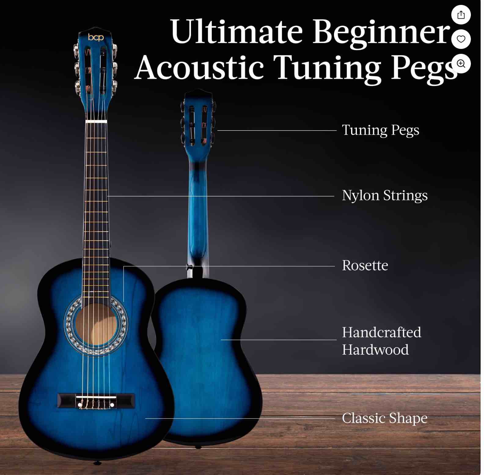 Best Choice Products Walmart Exclusive 38in Beginner Acoustic Guitar Starter Kit w/ Gig Bag  Strap  Extra Strings - Walmart Blue