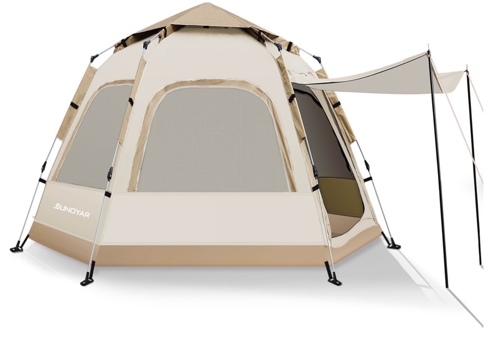 sunoyar 6-8 person tent instant pop up tent water-resistant easy setup camping tent with removable rainfly and carry bag for outdoor/hiking/backpacking