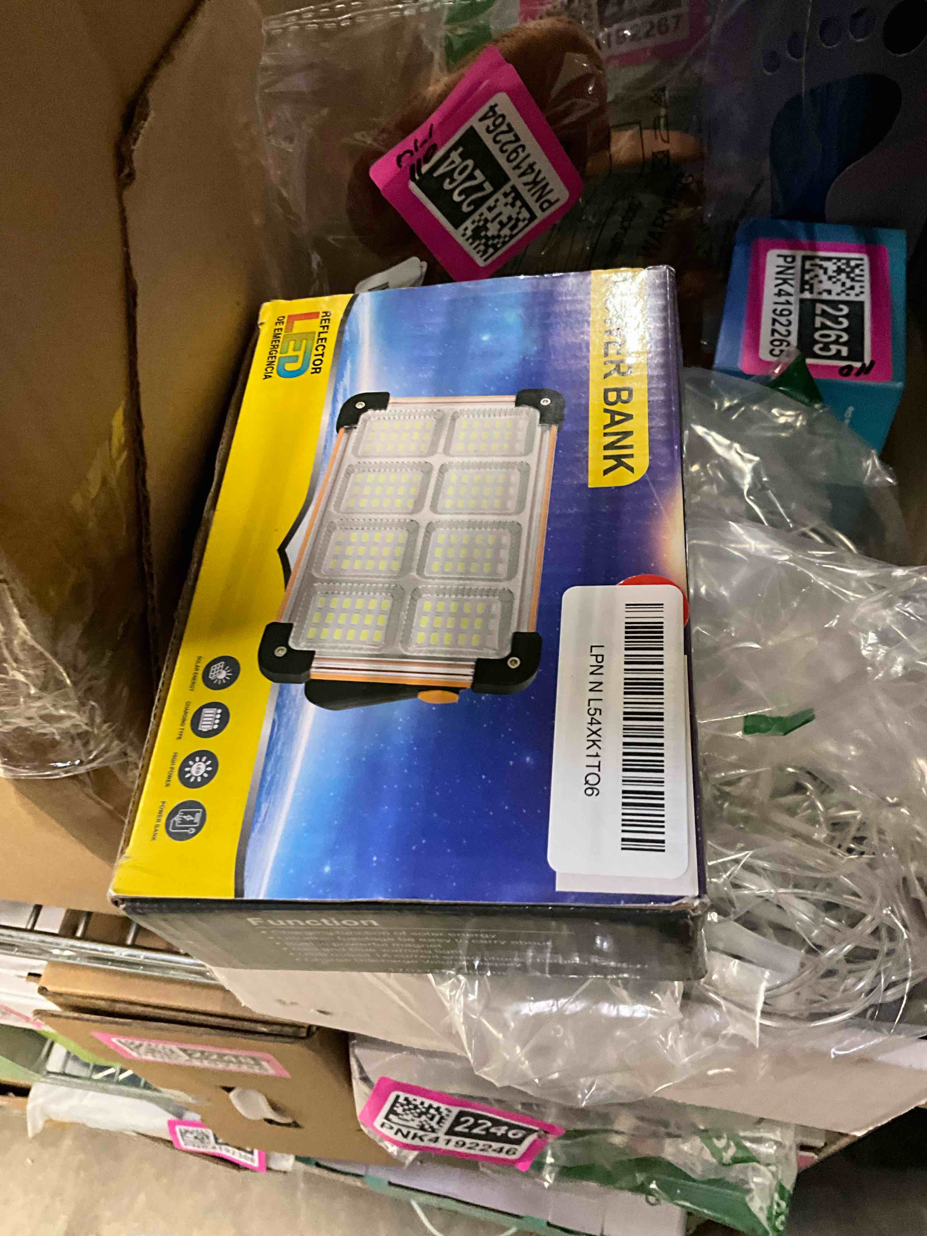 Condition photo showing Good Condition for 120W LED Solar Work Light, 144 LED 10000LM Portable Flood Light with Stand, Red 4 Modes Rechargeable, IP65 Waterproof Outdoor Working Light for Camping, Fishing, Car Repair & Mechanics (1) Red 1 Pack