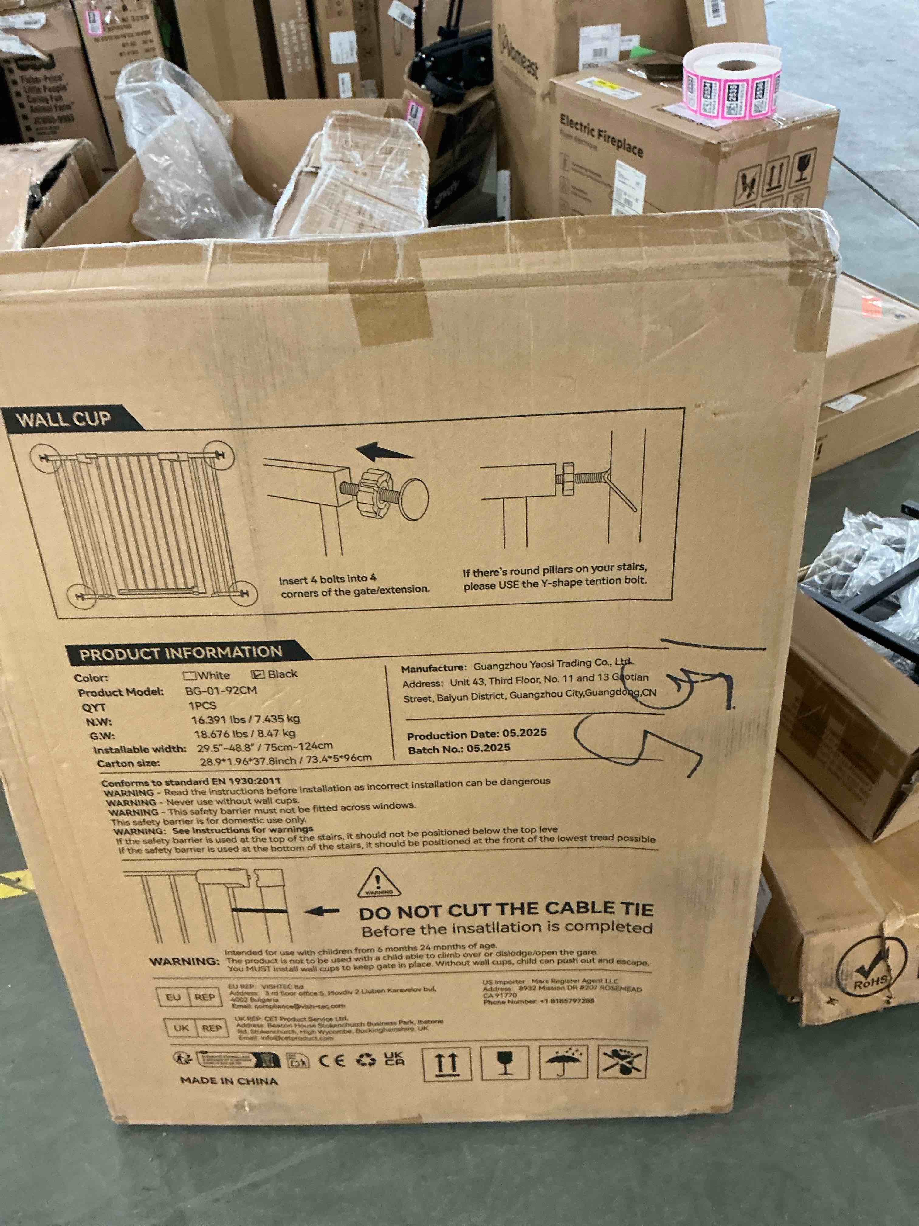 Condition photo showing New/Like New for Baby Safety Gate, 36" Tall, 29.5-48.8" for Stairs and Doorway,Pressure Mount Gate for Ages 6 to 36 Months,Black