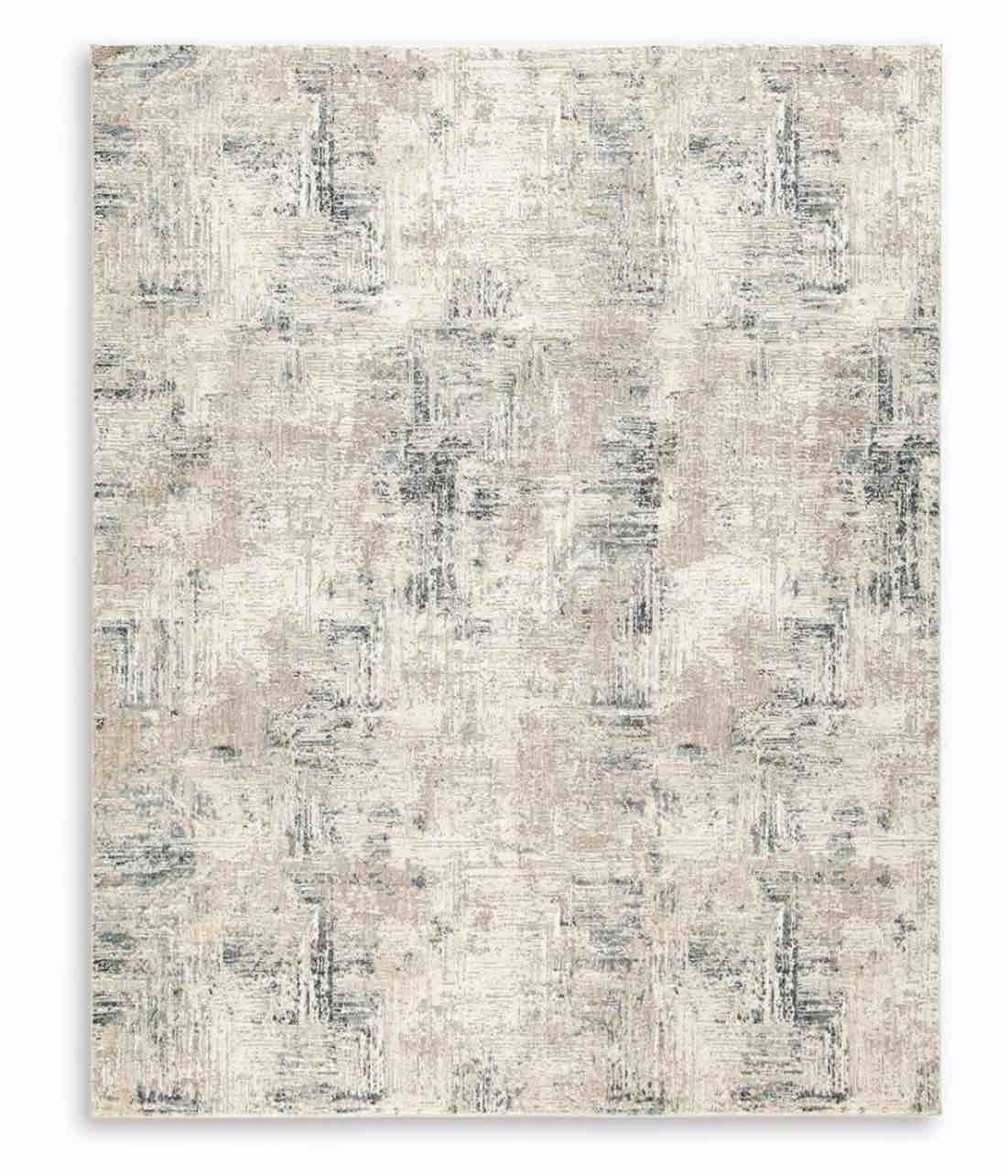 7x10 Gray And Ivory Abstract Power Loom Distressed Area Rug